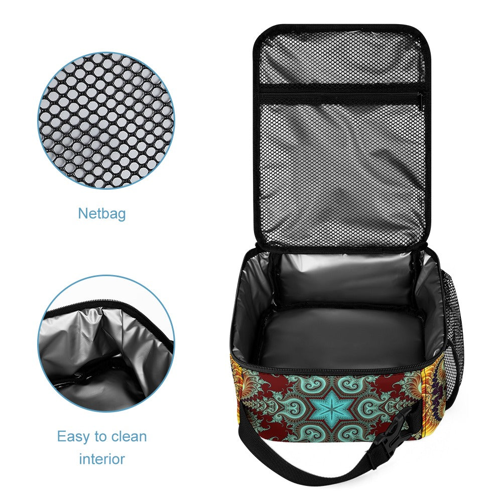 Psychedelic Backpack, Lunchbox, and Wallet Three piece set combination Travel Bag Package Set