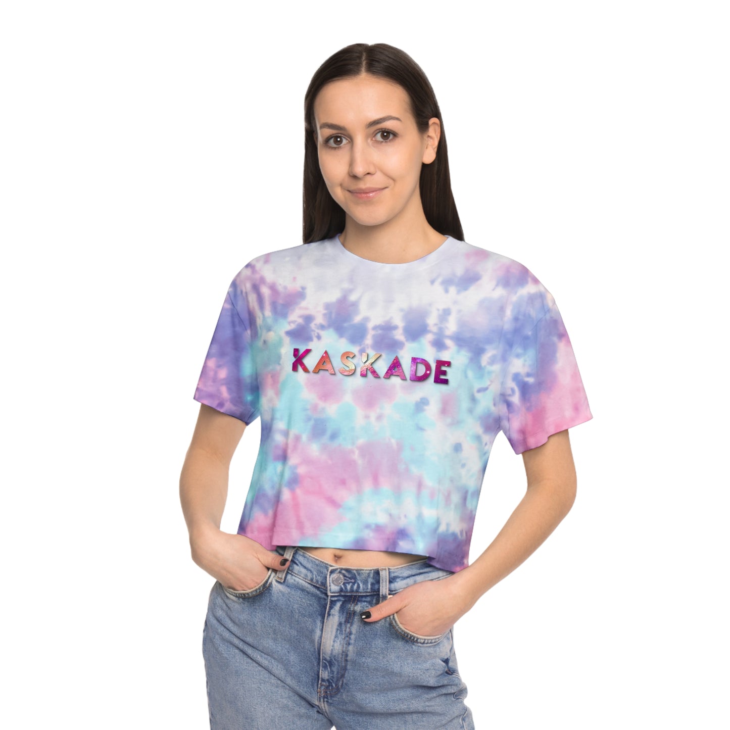 Kaskade Women's Tie-Dye Crop Top Sweat Proof Rave Music Festival Shirt