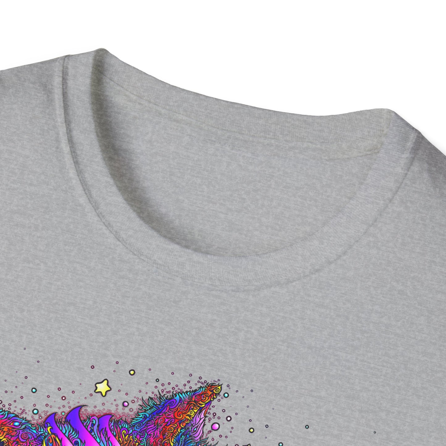 Psychedelic Space Kitty Cosmic Cat Softstyle Cotton T-Shirt EDM Rave Music Festival Tee Mens Womens Unisex
