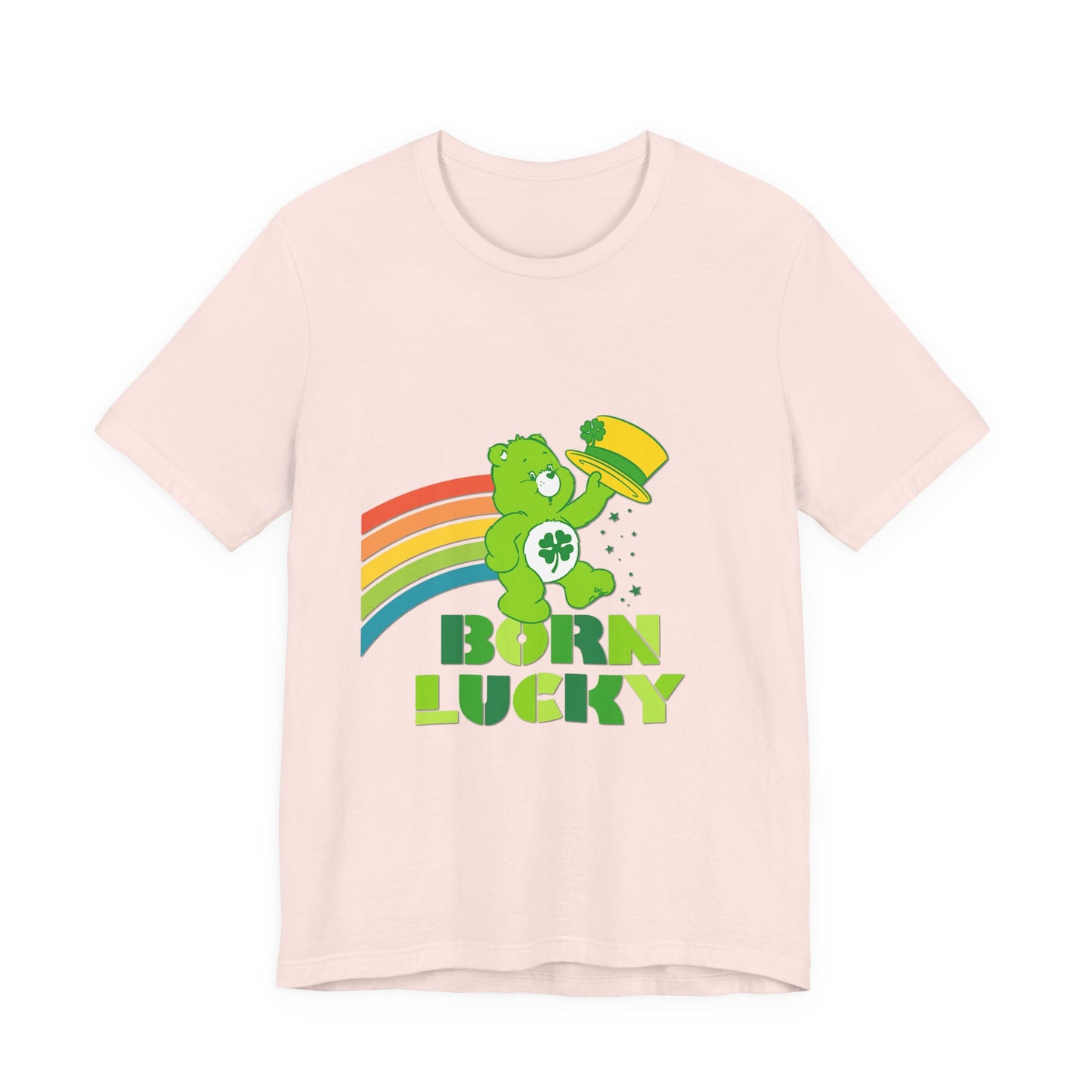 Born Lucky Cotton Jersey Short Sleeve Tee Mens Womens Unisex
