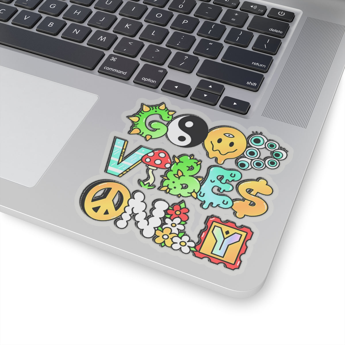 Good Vibes Only Hippie waterproof Decal no-bubble sticker for car, laptop, book, water bottle, etc