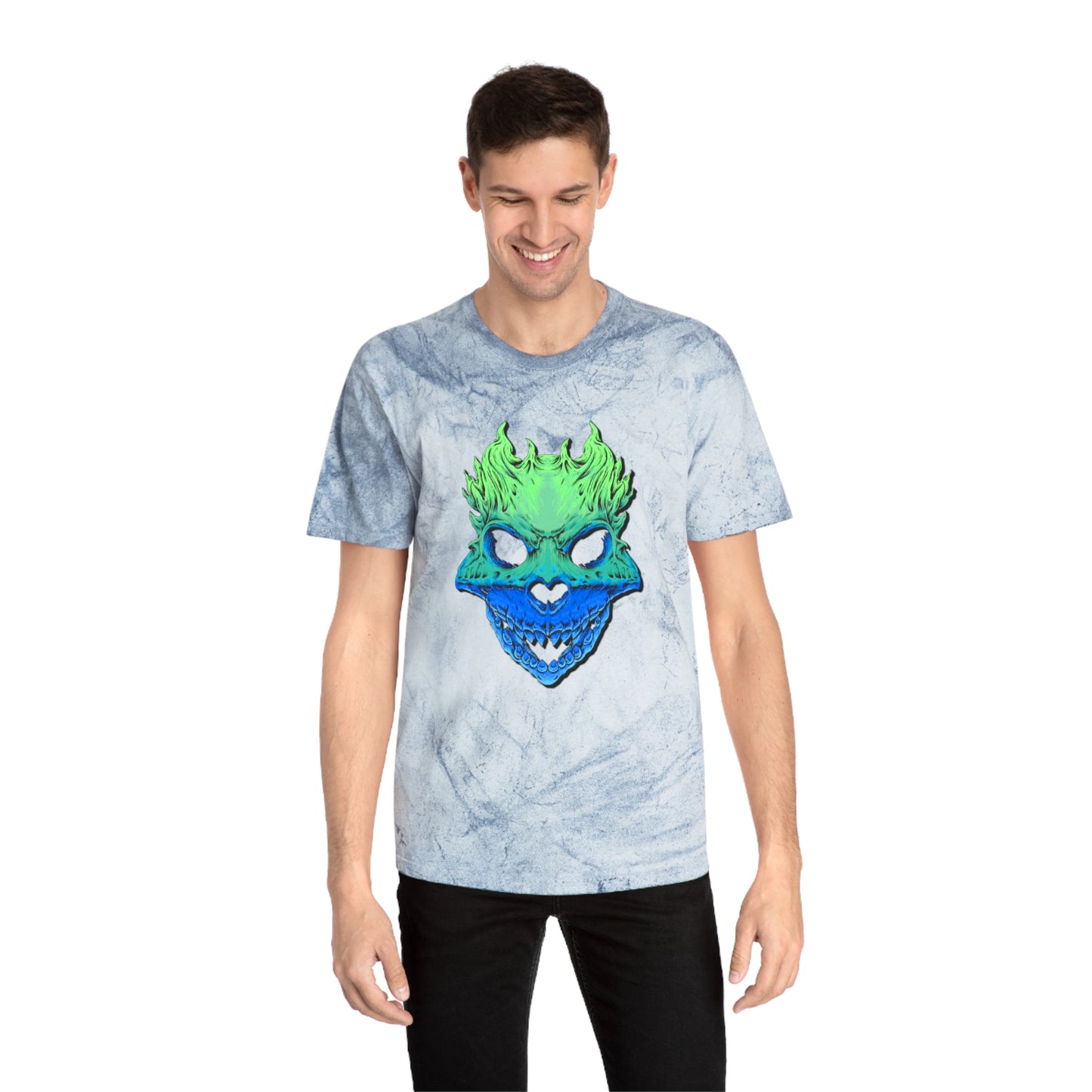 Rest in Peace Skull T Shirts, Color Blasted Tie Dye Tshirts for Men, Women, and Ravers of all Ages