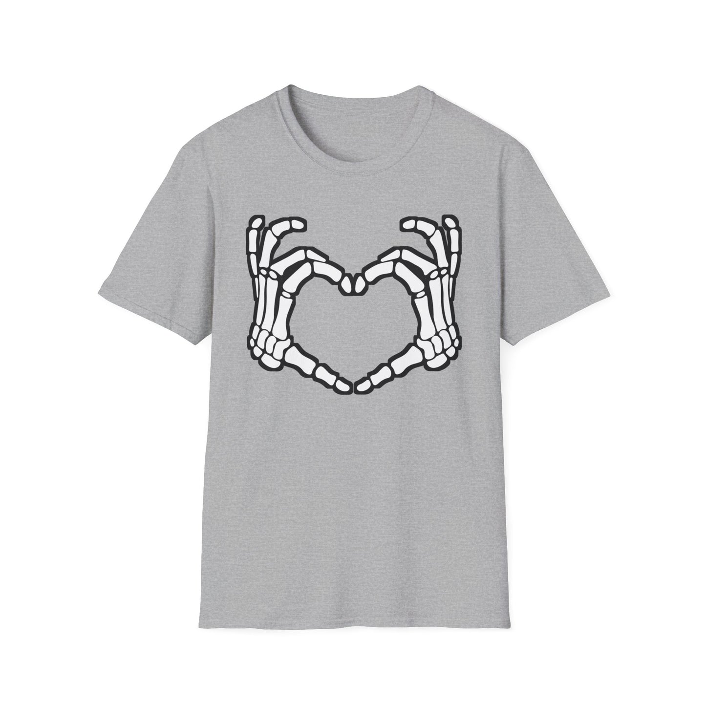 Skeleton Heart Fingers Softstyle T-Shirt Halloween Rave Metal Punk Music Festival Tee Mens Womens Unisex