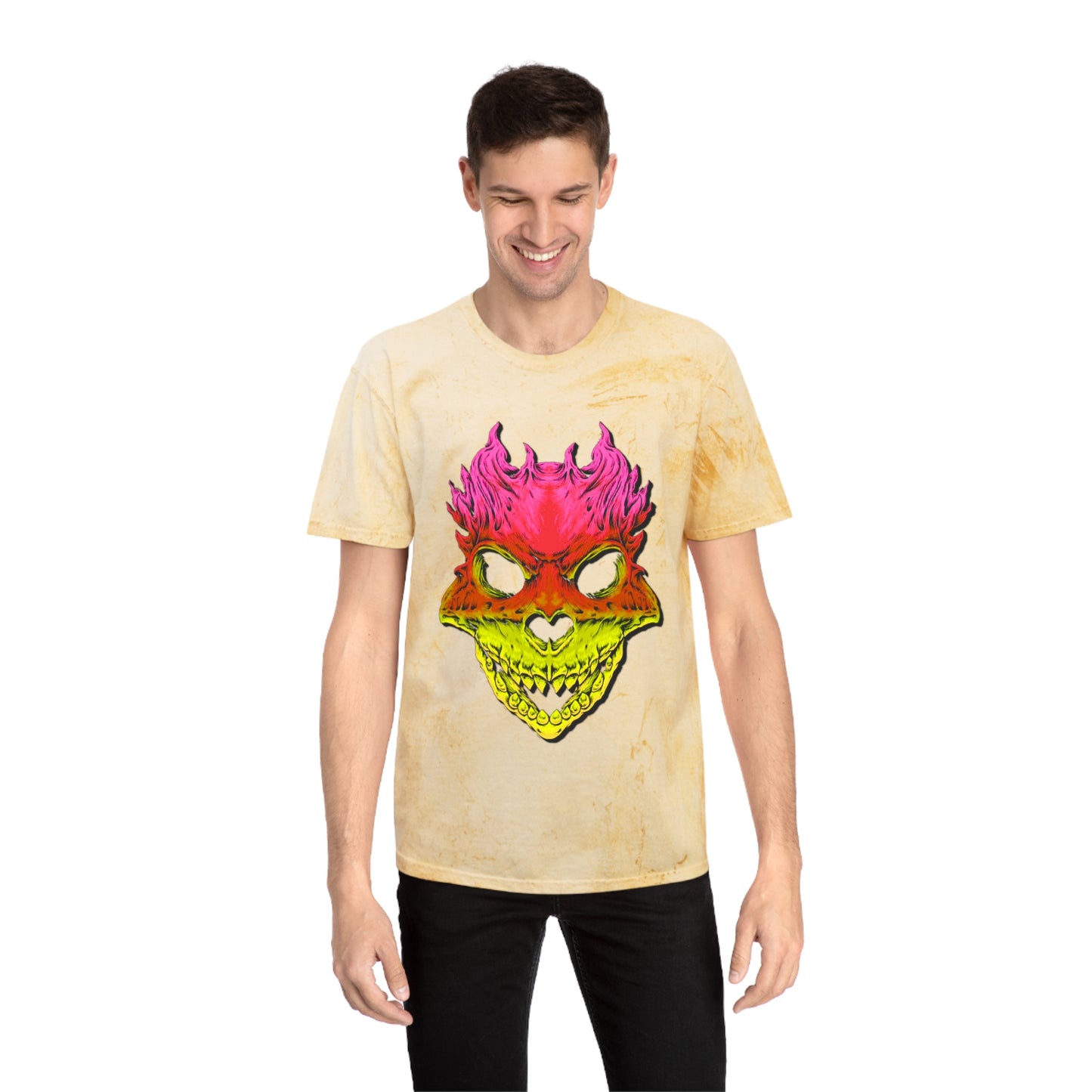 Rest in Peace Skull T Shirts, Color Blasted Tie Dye Tshirts for Men, Women, and Ravers of all Ages