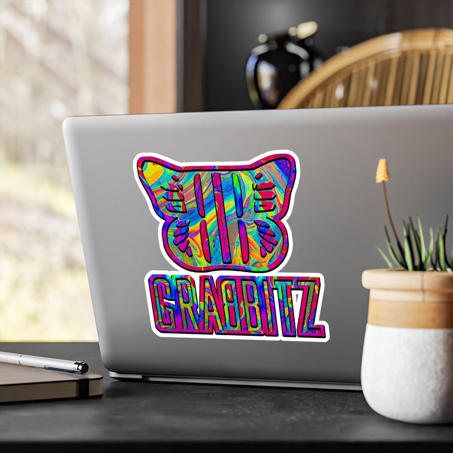 Grabbitz Vinyl Kiss-Cut Sticker Decal Waterproof Weatherproof Festival Stickers for Rave Gifts, Car, Laptops, Water Bottles, Phone