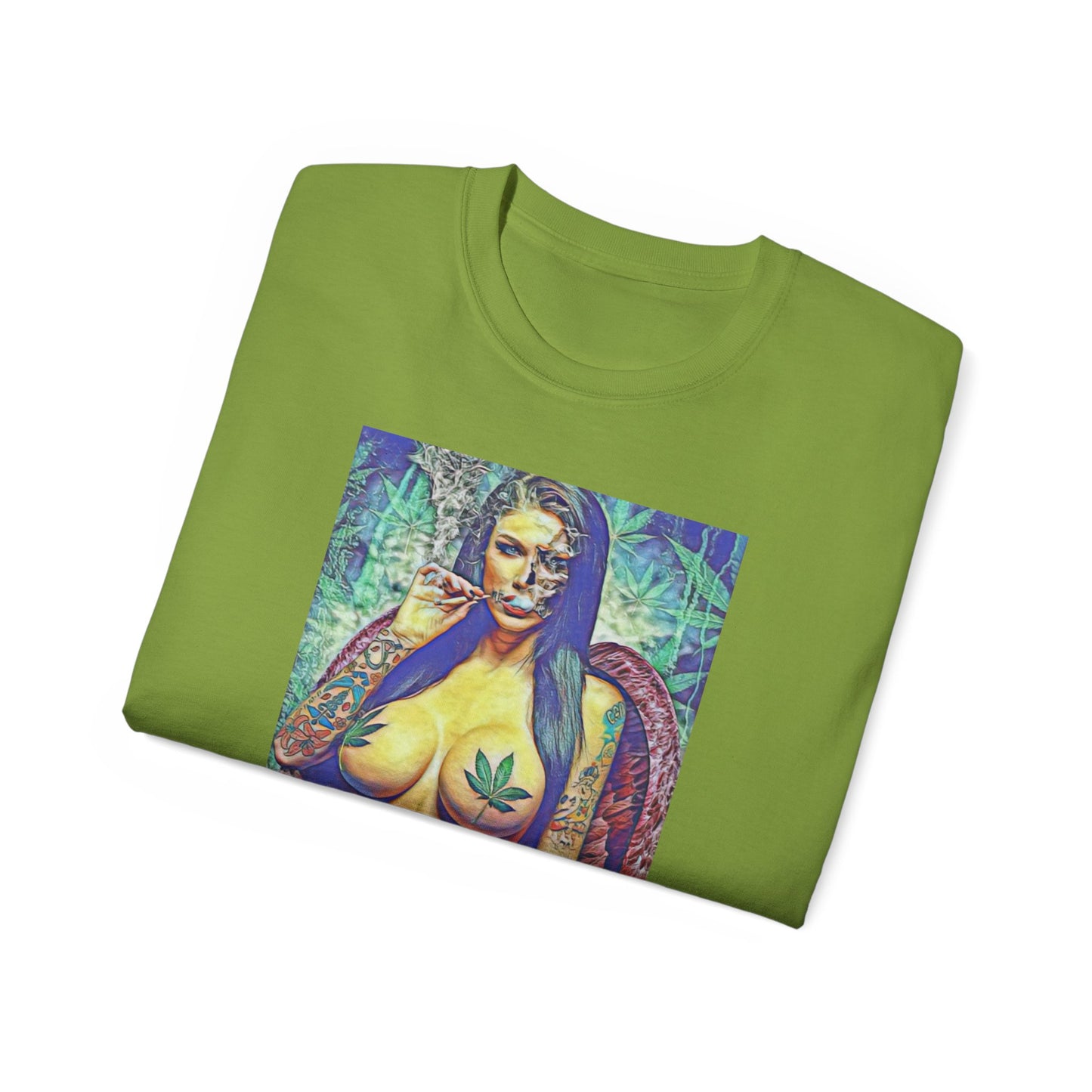 Ganja Girl 420 Weed Woman Original Nude Photography Art Sweat Proof T Shirt Sexy Womens Mens Unisex Tee