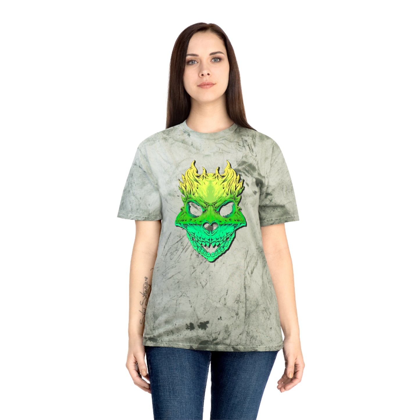 Rest in Peace Skull T Shirts, Color Blasted Tie Dye Tshirts for Men, Women, and Ravers of all Ages