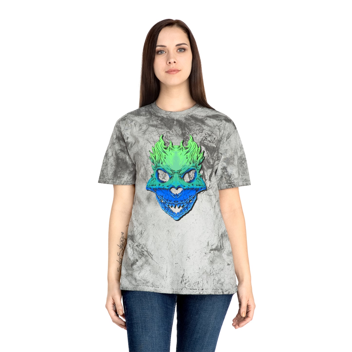 Rest in Peace Skull T Shirts, Color Blasted Tie Dye Tshirts for Men, Women, and Ravers of all Ages