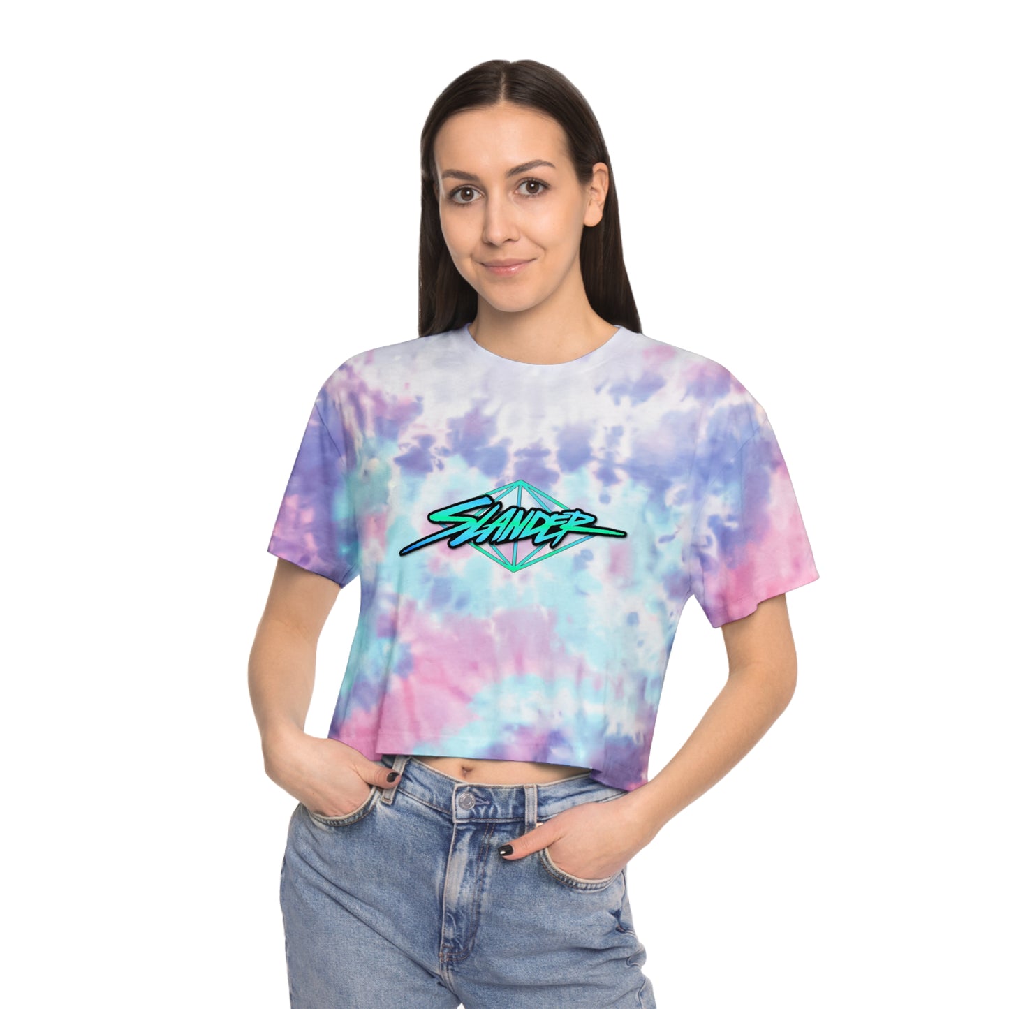 Slander Women's Tie-Dye Crop Top Sweat Proof Rave Music Festival Shirt
