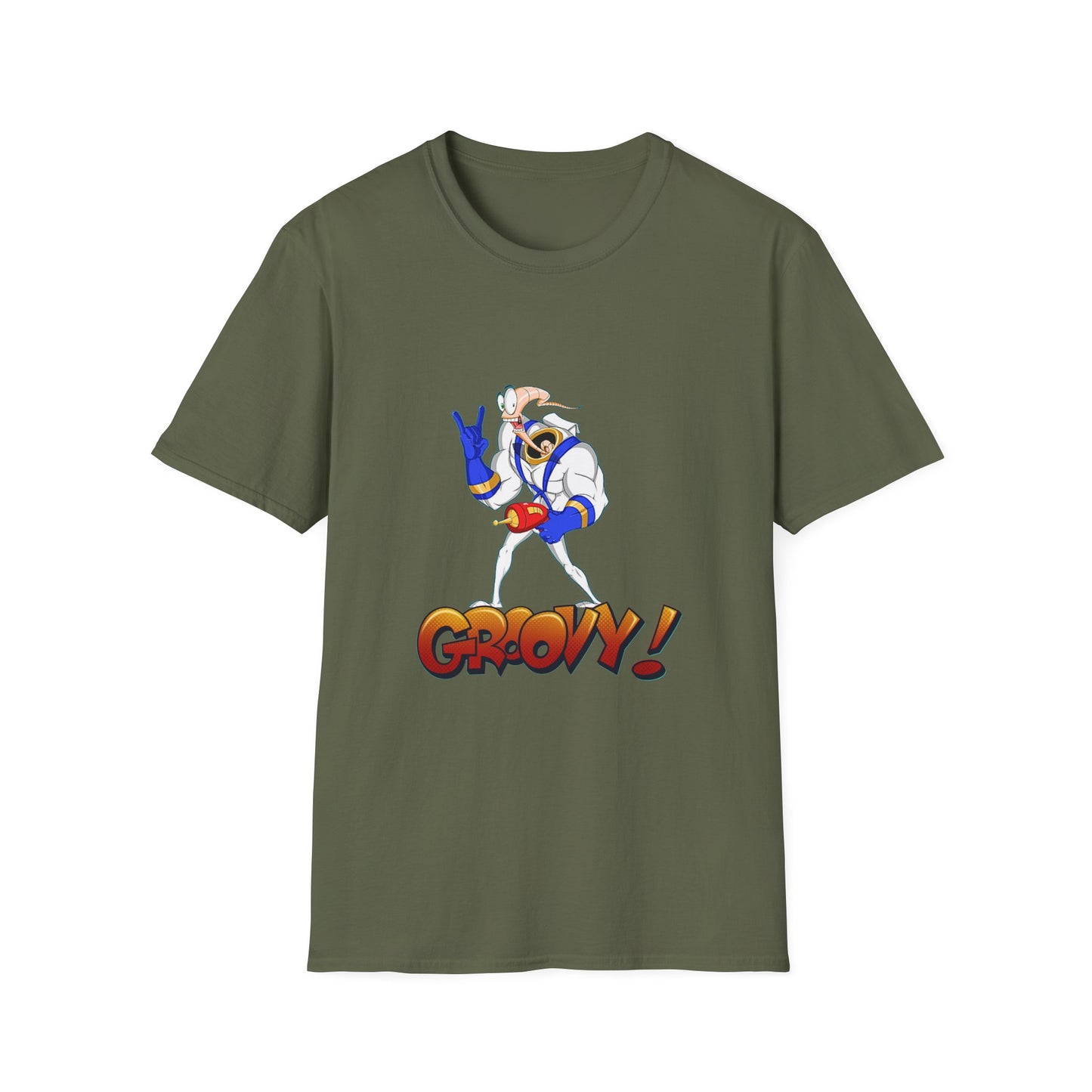 Earth Worm Jim Throwback 90s Softstyle Cotton T-Shirt, Retro Video Game Graphic Tee, Rave Shirt for Men Women Unisex
