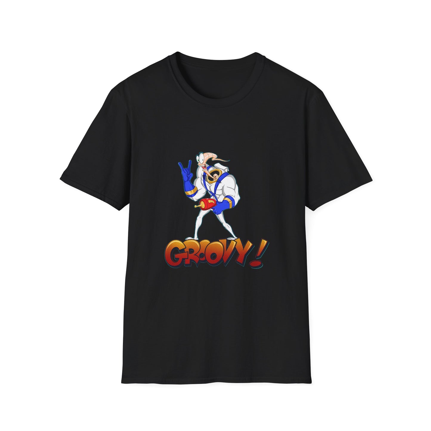 Earth Worm Jim Throwback 90s Softstyle Cotton T-Shirt, Retro Video Game Graphic Tee, Rave Shirt for Men Women Unisex