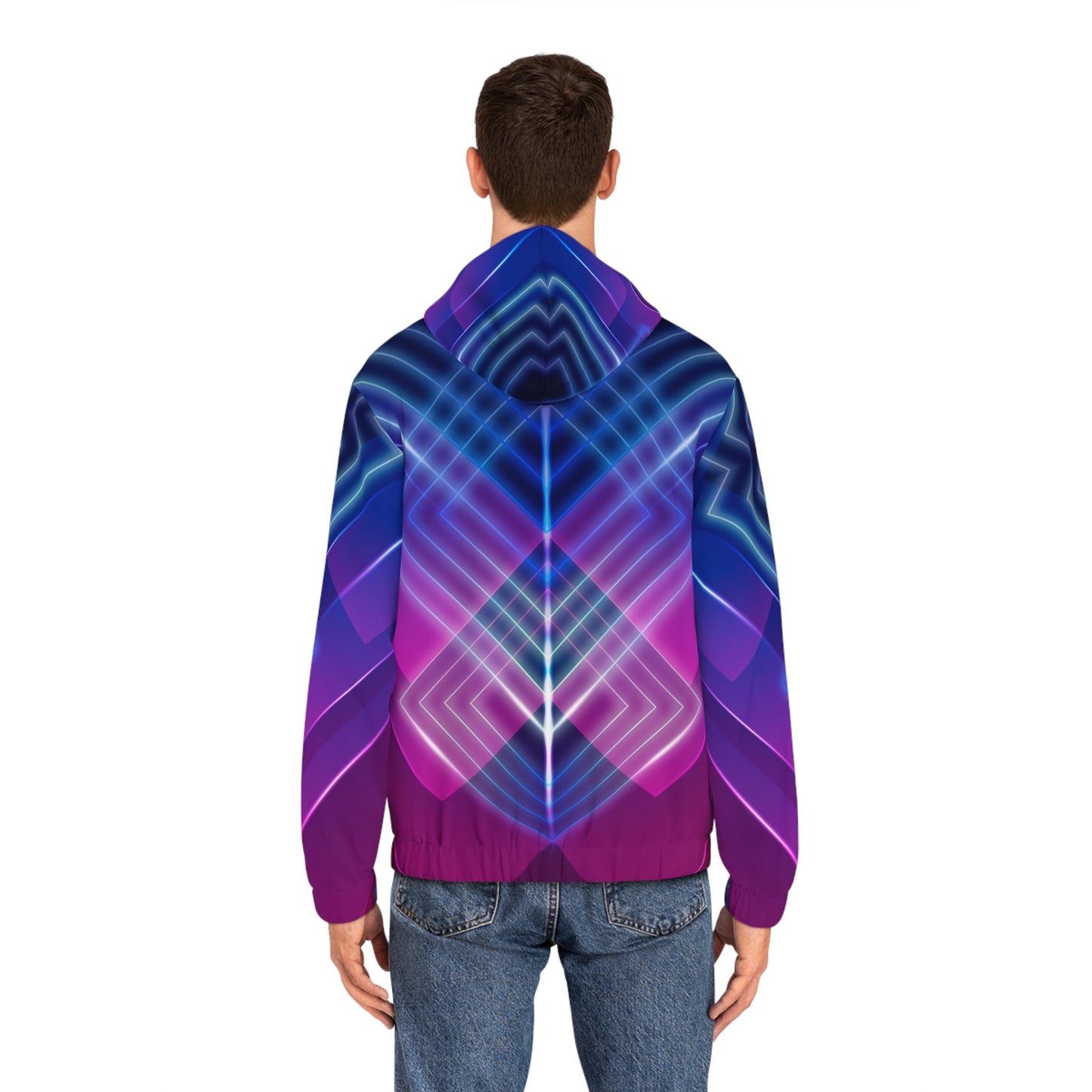 Neon Circuits Trippy Rave Zip Hoodie for Men