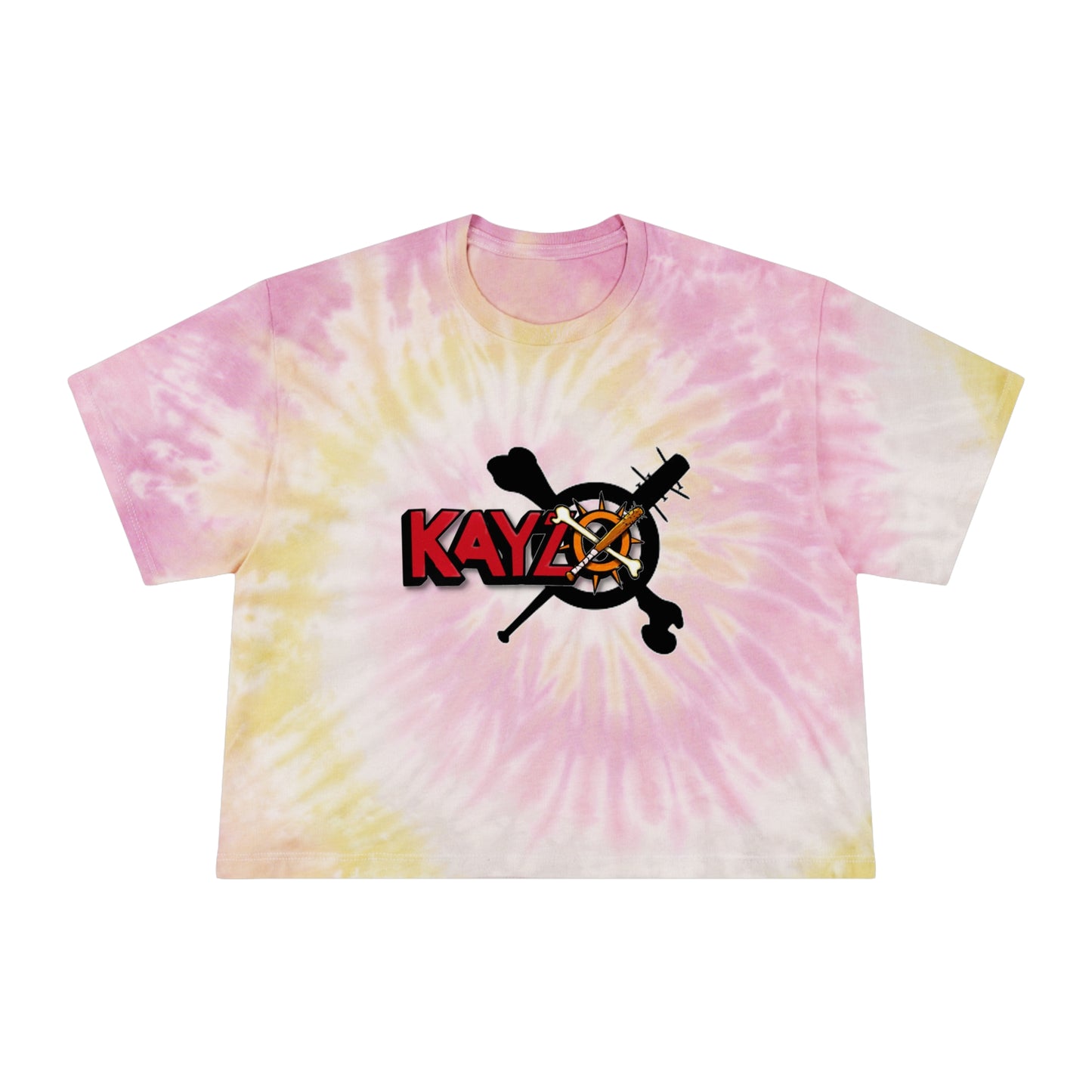 Kayzo Women's Tie-Dye Crop Top Sweat Proof Rave Music Festival Shirt