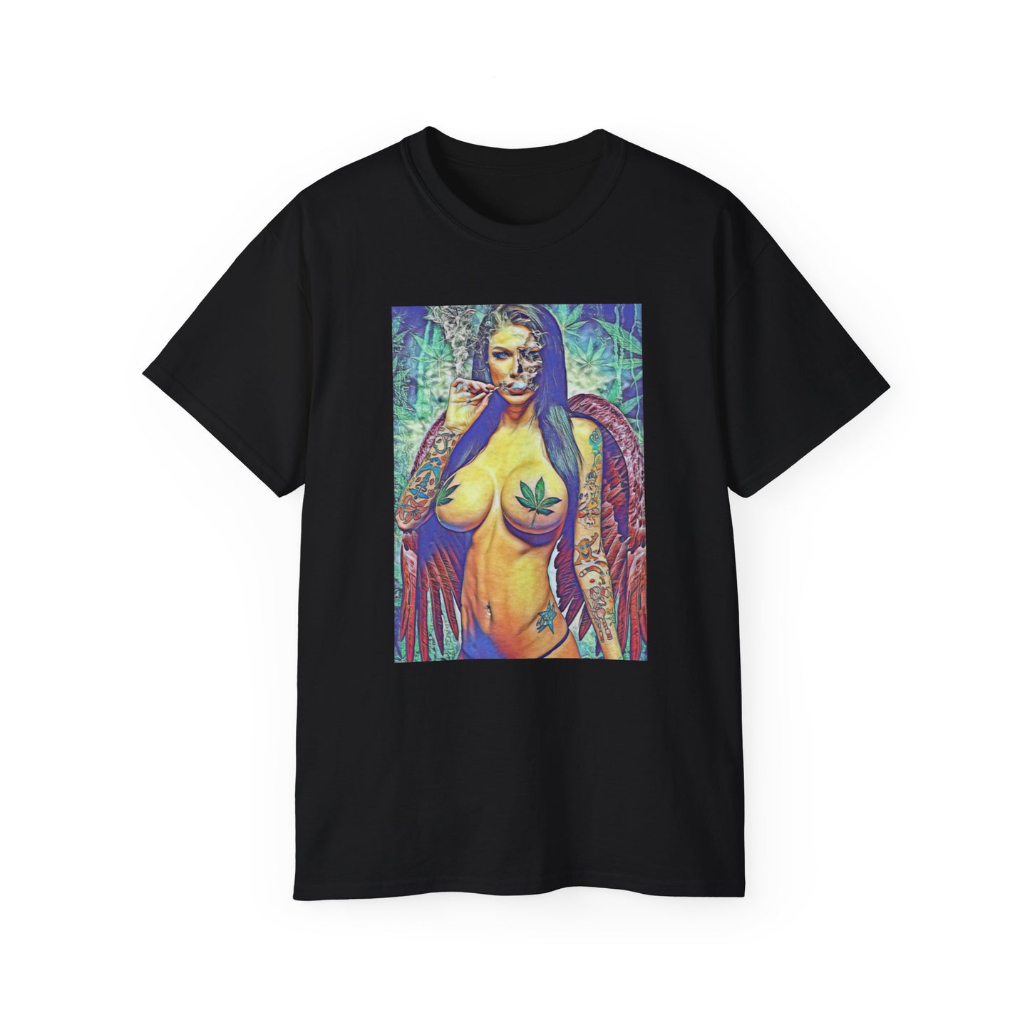 Ganja Girl 420 Weed Woman Original Nude Photography Art Sweat Proof T Shirt Sexy Womens Mens Unisex Tee
