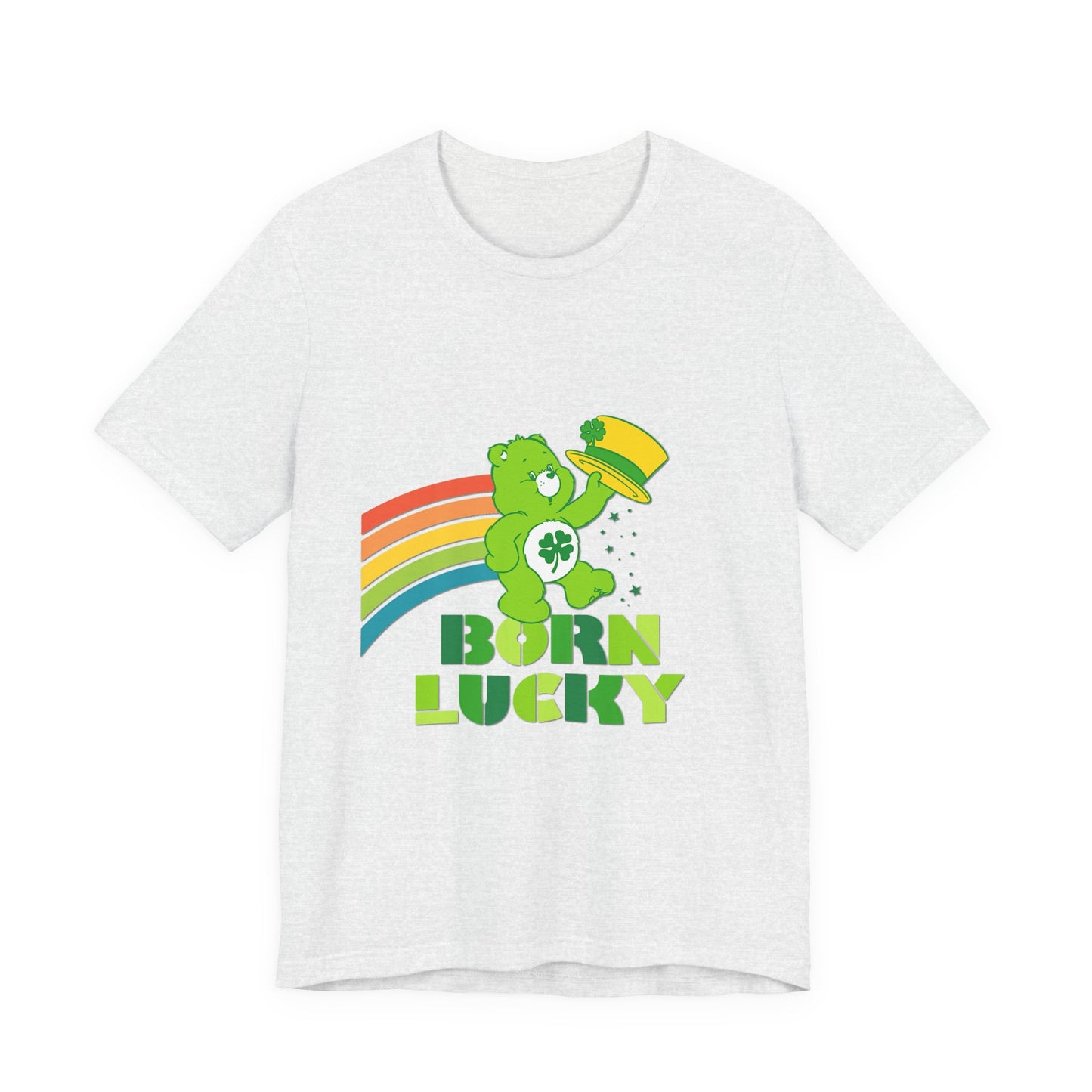 Born Lucky Cotton Jersey Short Sleeve Tee Mens Womens Unisex