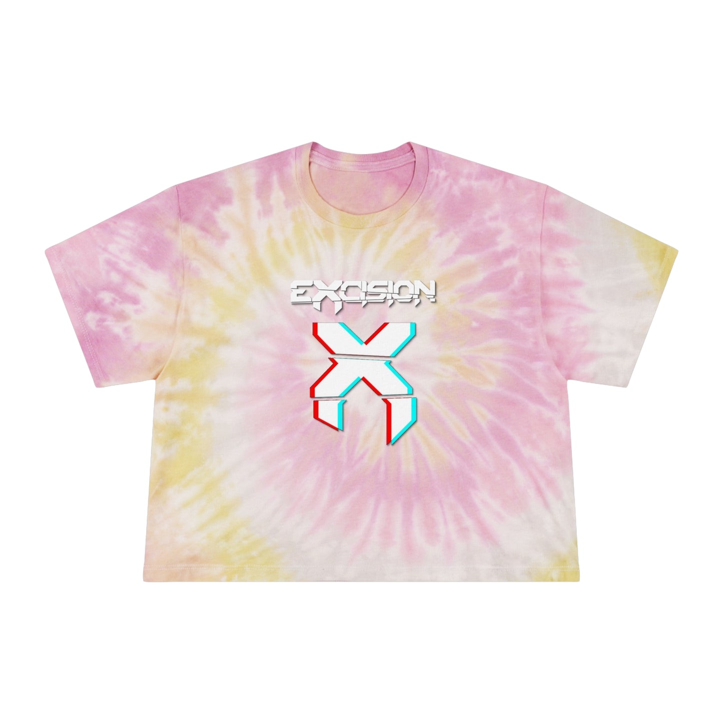 Excision Women's Tie-Dye Crop Top Sweat Proof Rave Music Festival Shirt