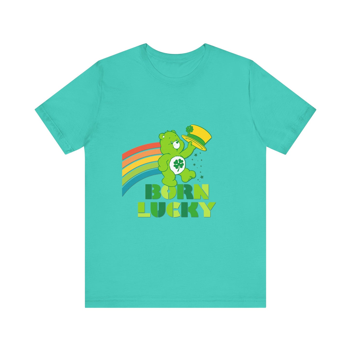 Born Lucky Cotton Jersey Short Sleeve Tee Mens Womens Unisex