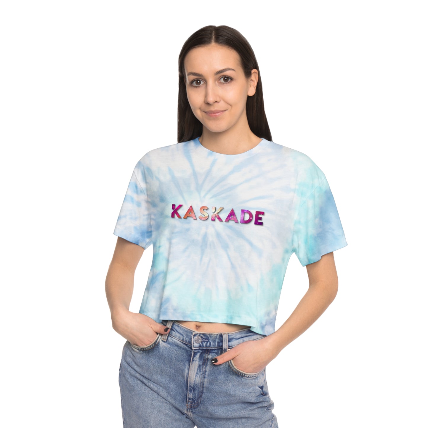 Kaskade Women's Tie-Dye Crop Top Sweat Proof Rave Music Festival Shirt