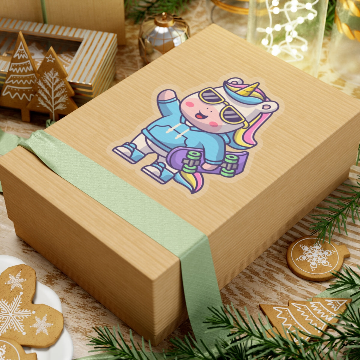 Cool Rave Unicorn Skateboard Sticker Decal