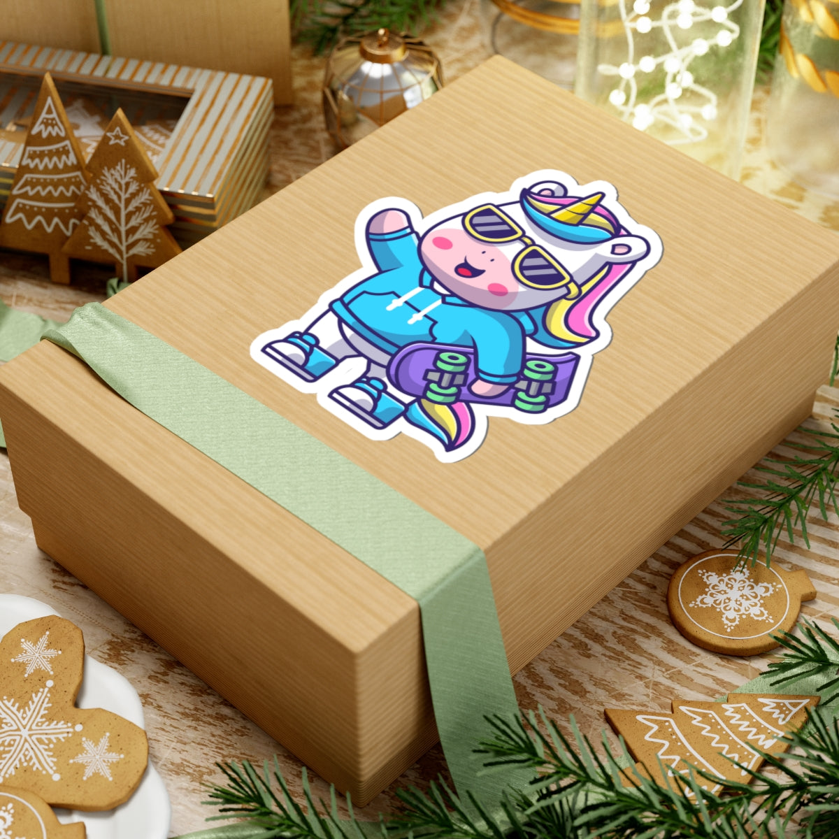 Cool Rave Unicorn Skateboard Sticker Decal