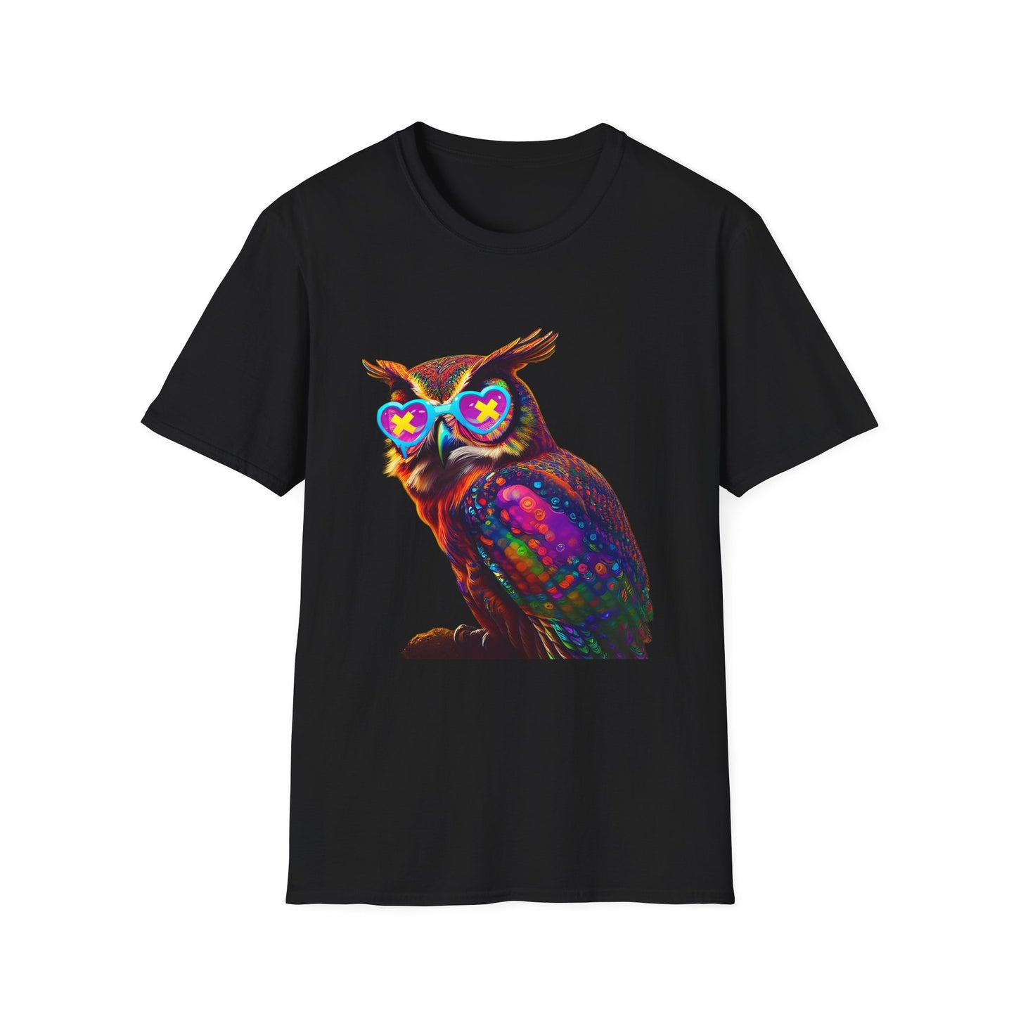 Rage Mode Psychedelic Owl Softstyle T-Shirt EDM Rave Music Festival Tee Mens Womens Unisex