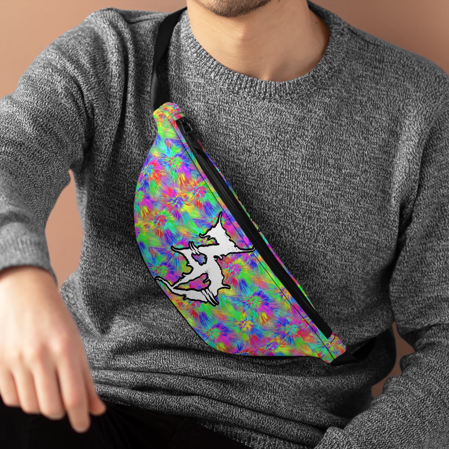 Adjustable Zed's Dead Tie Dye Zipper Fanny Pack for Party Rave Music Festival Concert Essential Item Men and Women