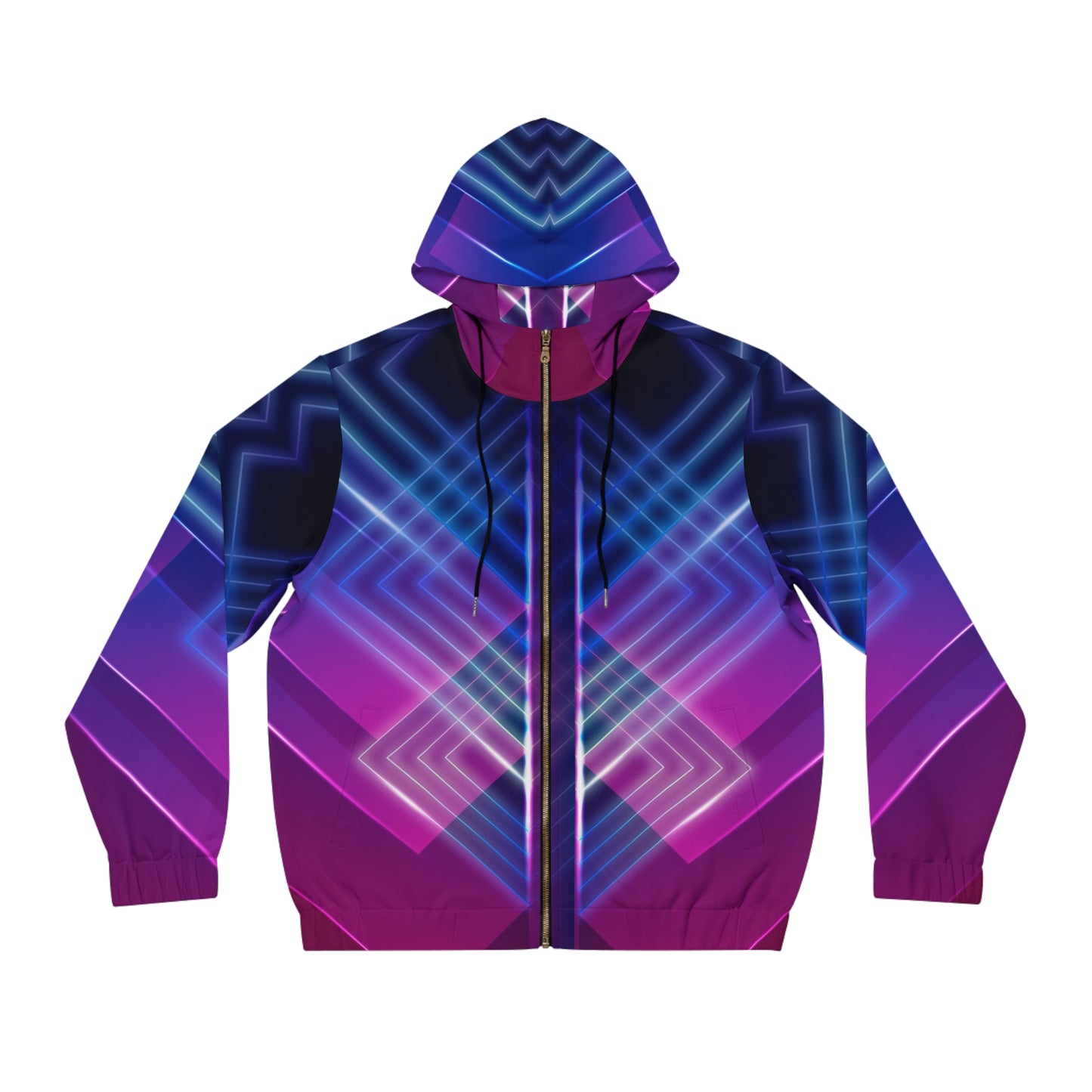 Neon Circuits Trippy Rave Zip Hoodie for Men