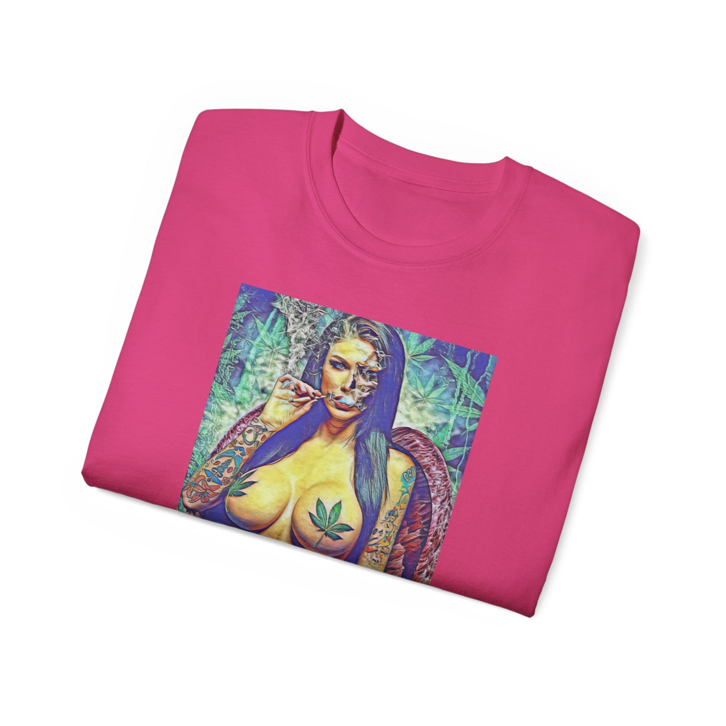 Ganja Girl 420 Weed Woman Original Nude Photography Art Sweat Proof T Shirt Sexy Womens Mens Unisex Tee