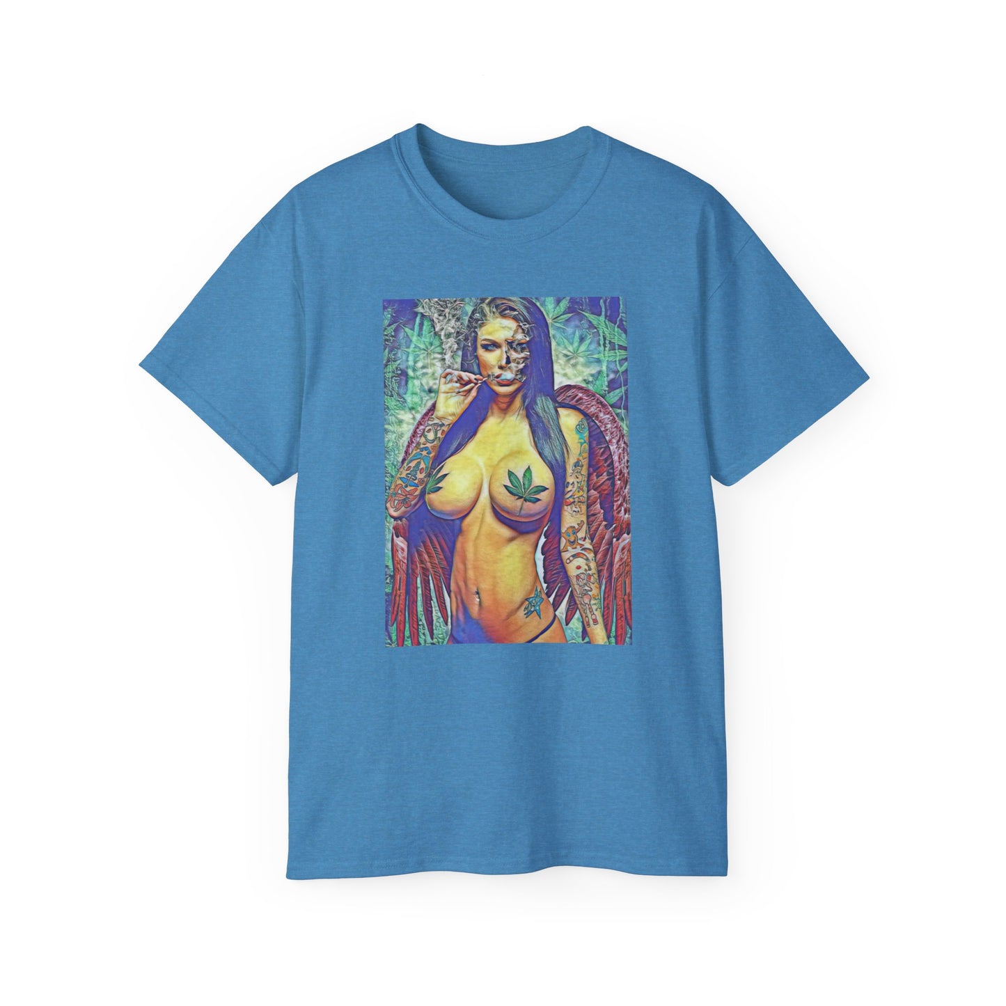Ganja Girl 420 Weed Woman Original Nude Photography Art Sweat Proof T Shirt Sexy Womens Mens Unisex Tee