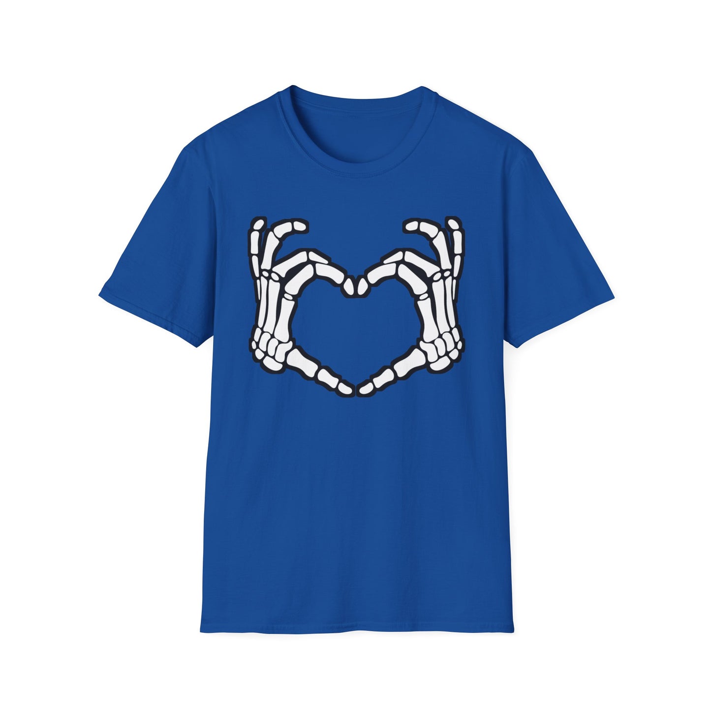 Skeleton Heart Fingers Softstyle T-Shirt Halloween Rave Metal Punk Music Festival Tee Mens Womens Unisex