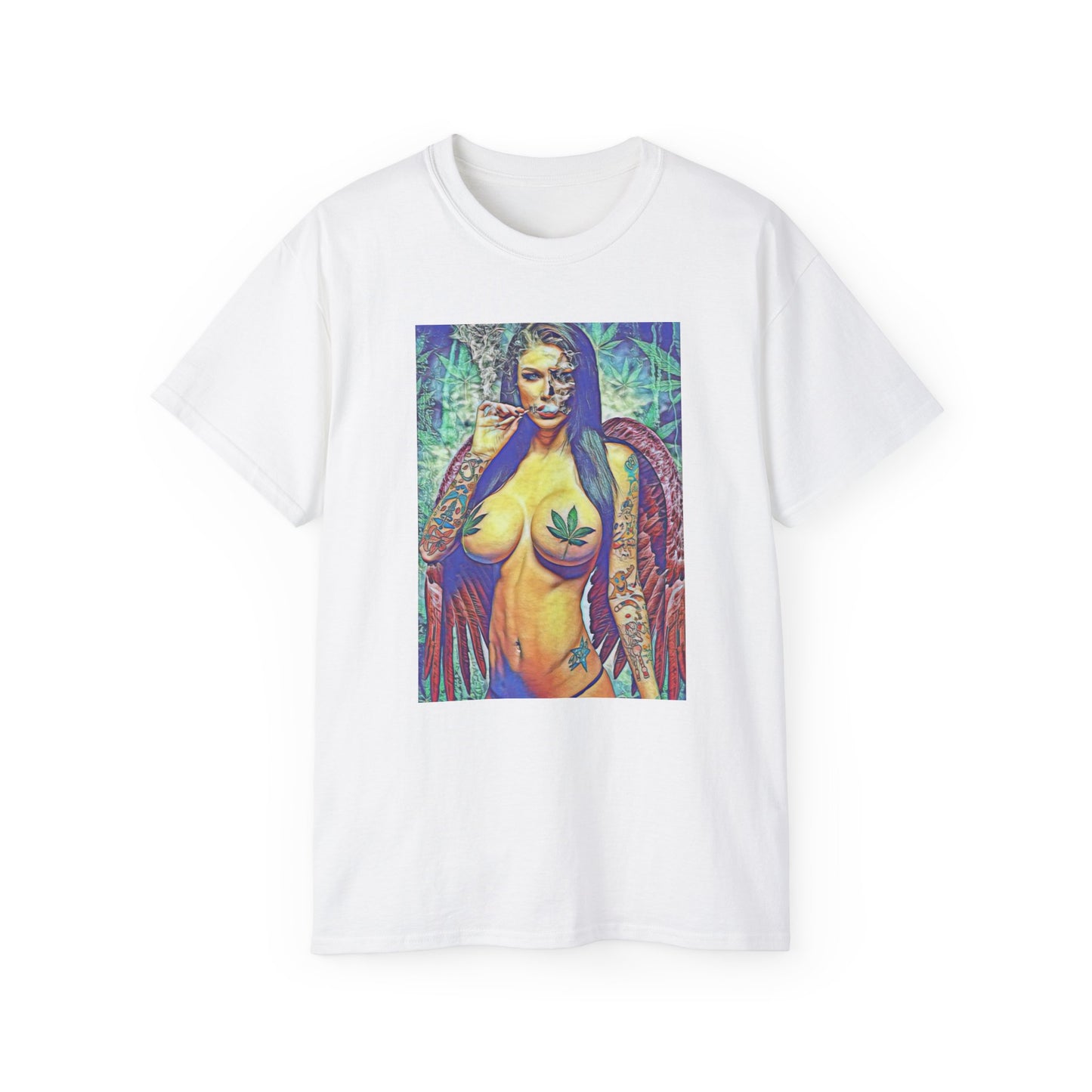 Ganja Girl 420 Weed Woman Original Nude Photography Art Sweat Proof T Shirt Sexy Womens Mens Unisex Tee