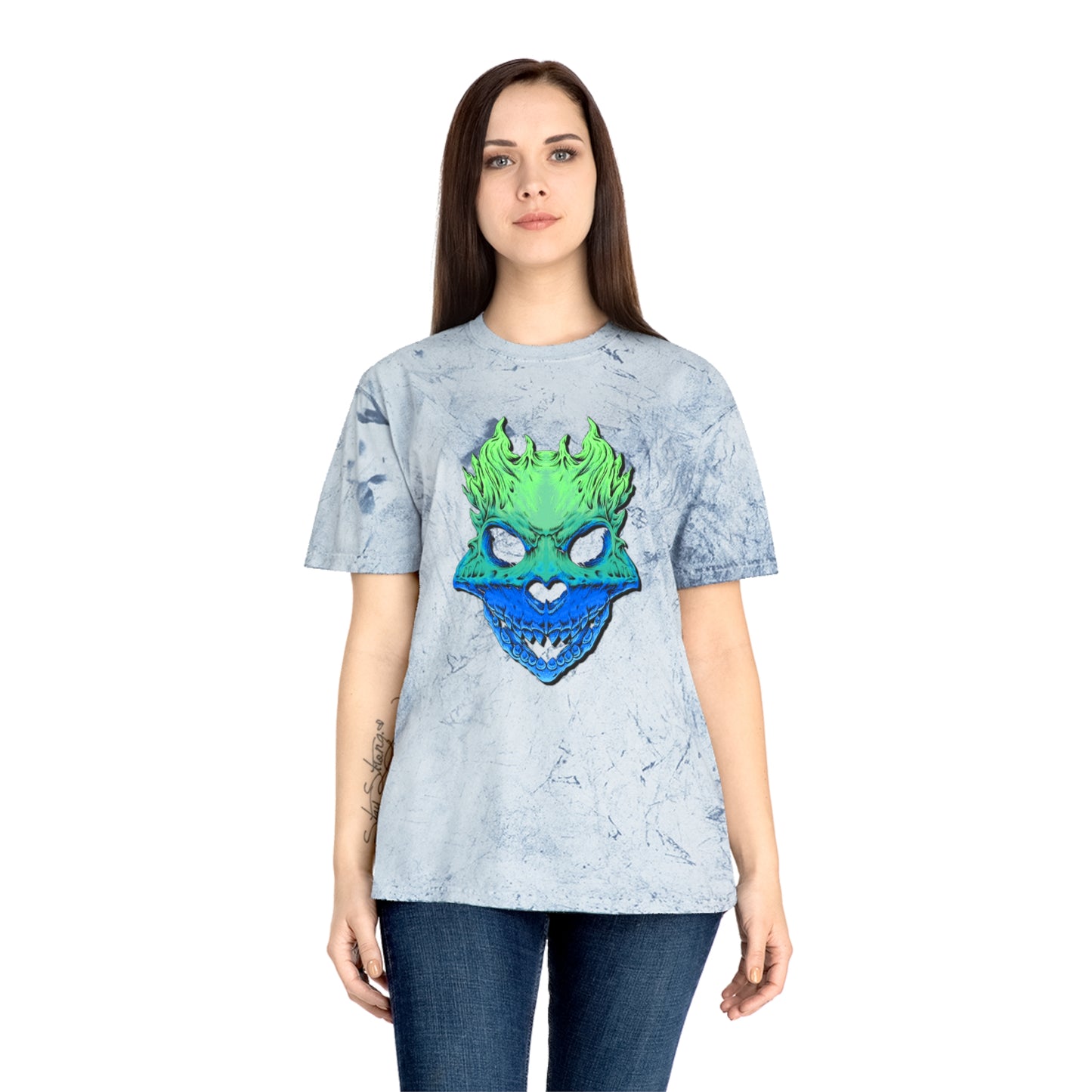 Rest in Peace Skull T Shirts, Color Blasted Tie Dye Tshirts for Men, Women, and Ravers of all Ages