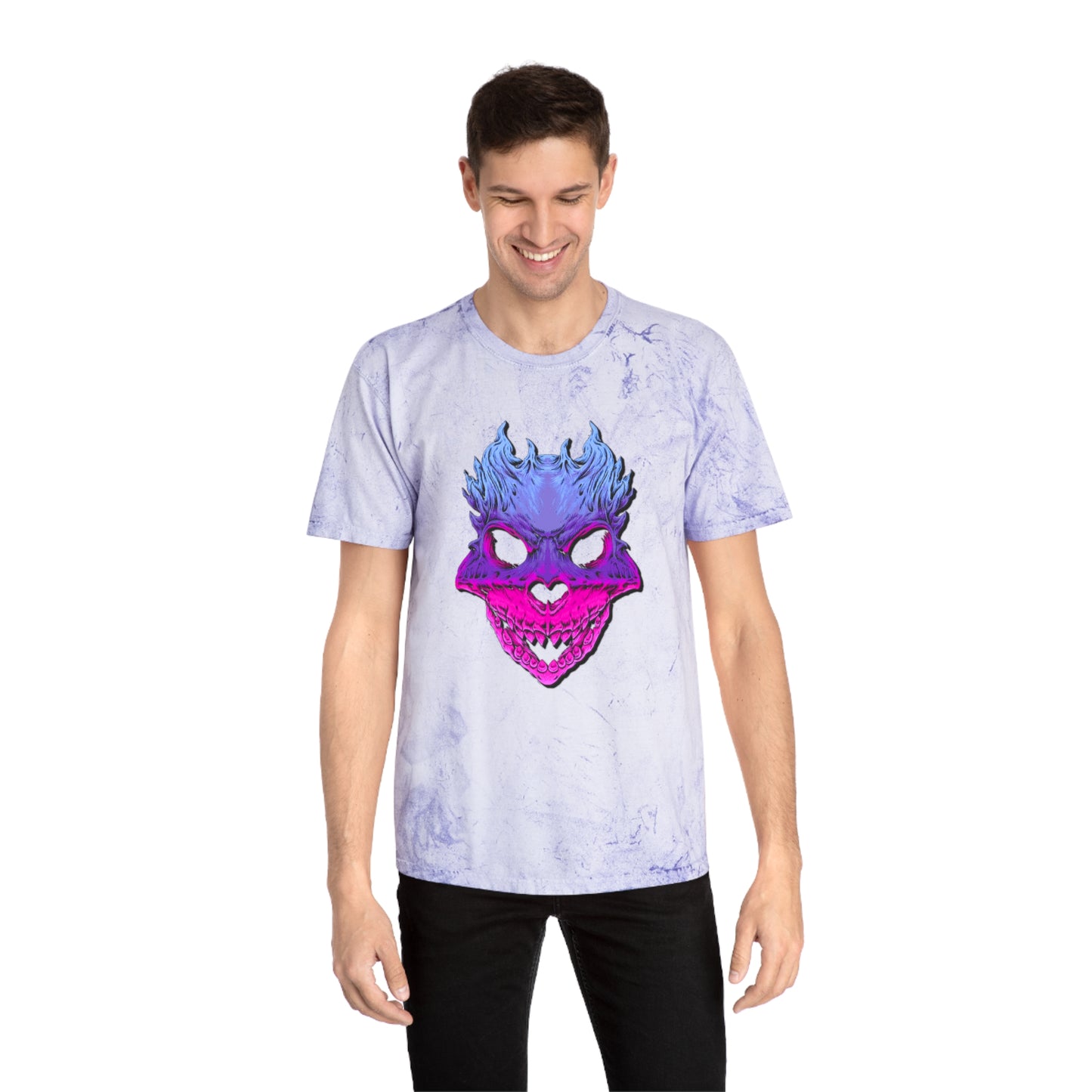 Rest in Peace Skull T Shirts, Color Blasted Tie Dye Tshirts for Men, Women, and Ravers of all Ages