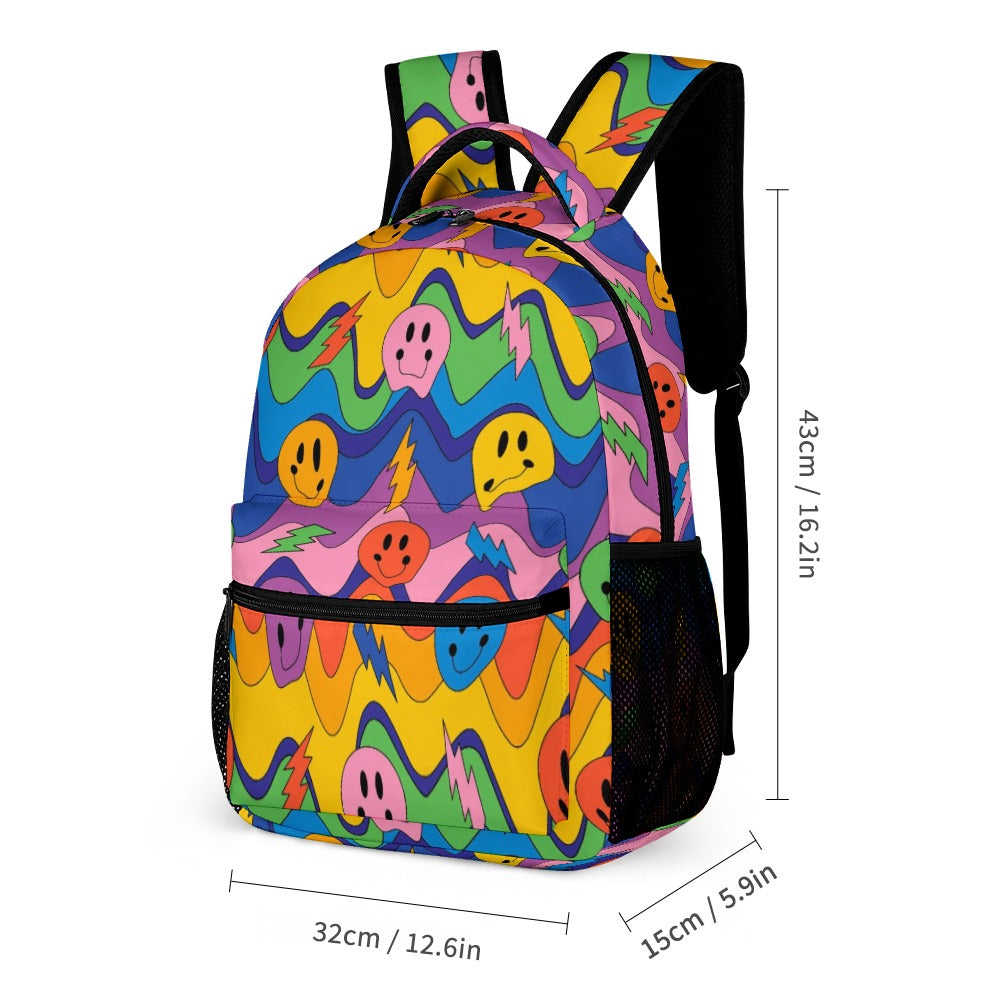Psychedelic Backpack, Lunchbox, and Wallet Three piece set combination Travel Bag Package Set