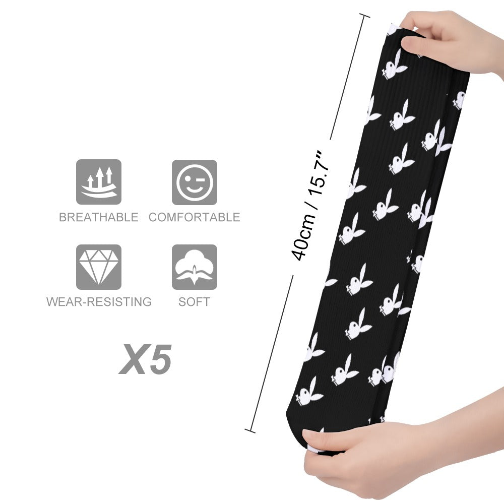 Playboy Bunny Socks 5 Pack Sweat-Proof Odor-Resistant Breathable Large Socks