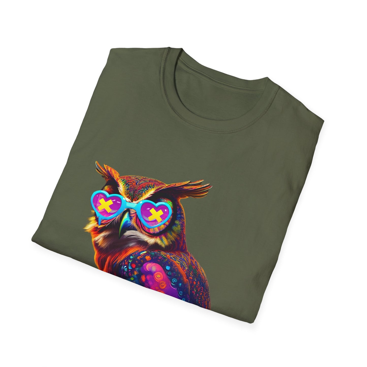 Rage Mode Psychedelic Owl Softstyle T-Shirt EDM Rave Music Festival Tee Mens Womens Unisex