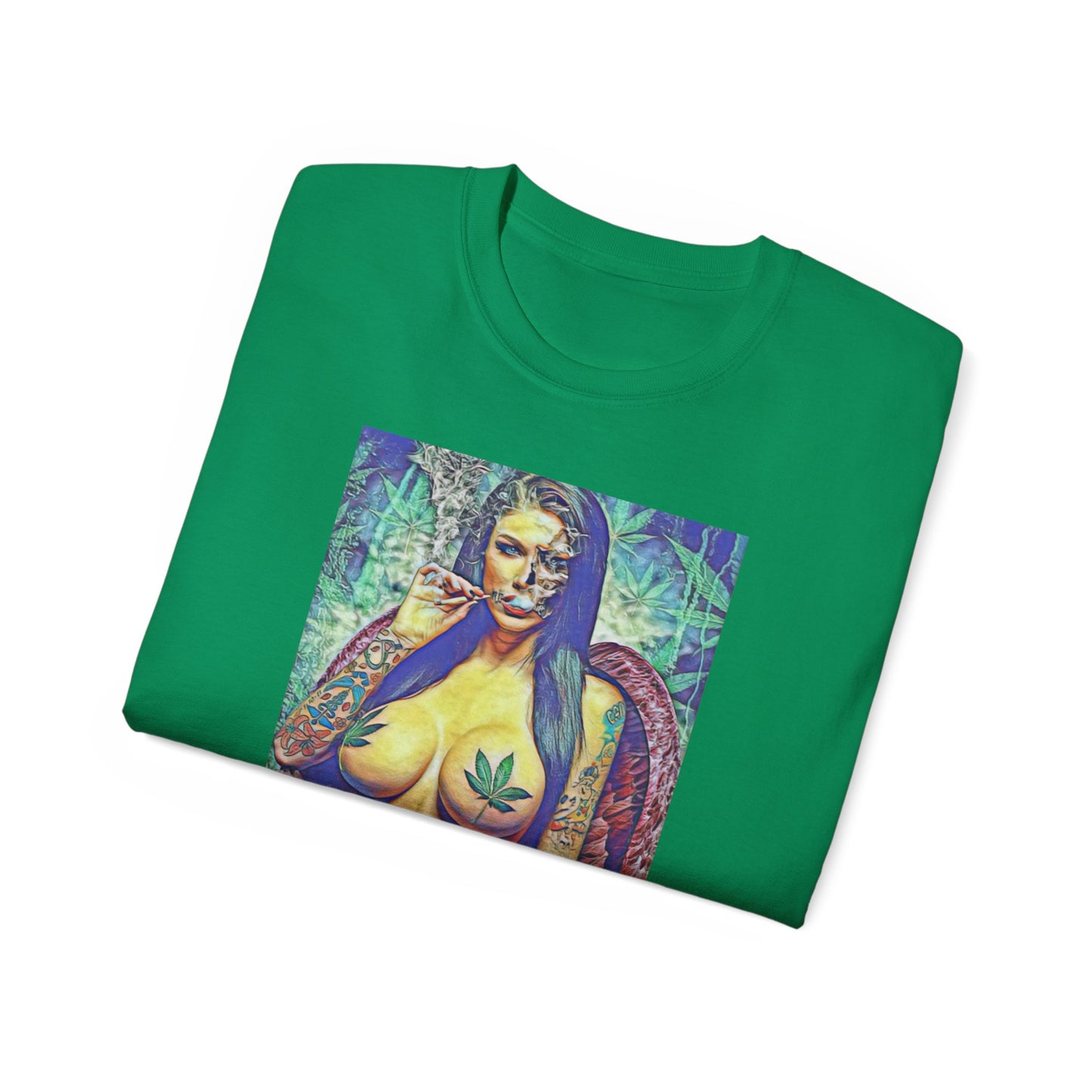 Ganja Girl 420 Weed Woman Original Nude Photography Art Sweat Proof T Shirt Sexy Womens Mens Unisex Tee