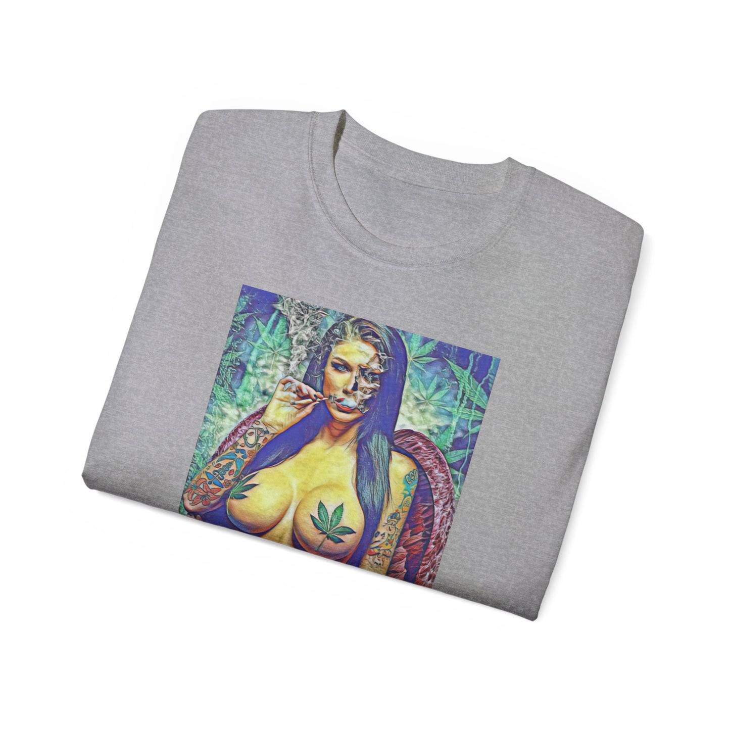 Ganja Girl 420 Weed Woman Original Nude Photography Art Sweat Proof T Shirt Sexy Womens Mens Unisex Tee