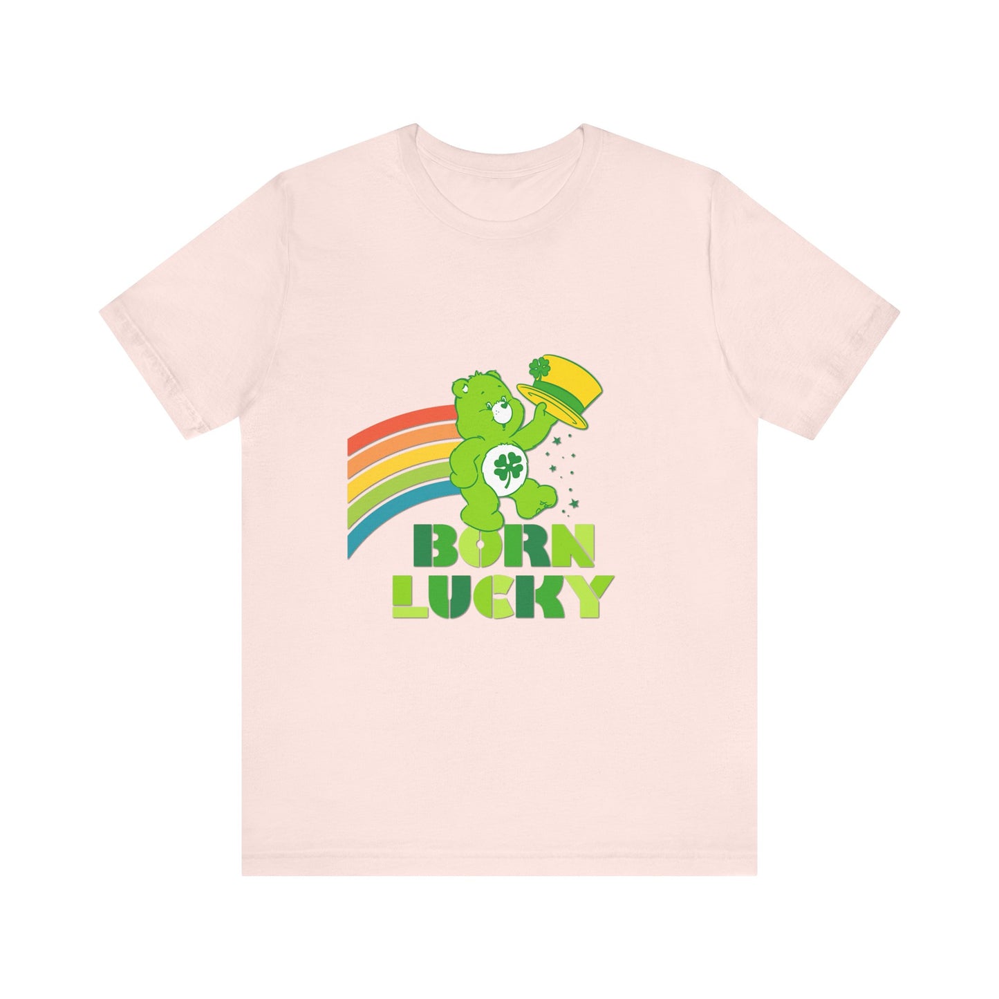 Born Lucky Cotton Jersey Short Sleeve Tee Mens Womens Unisex