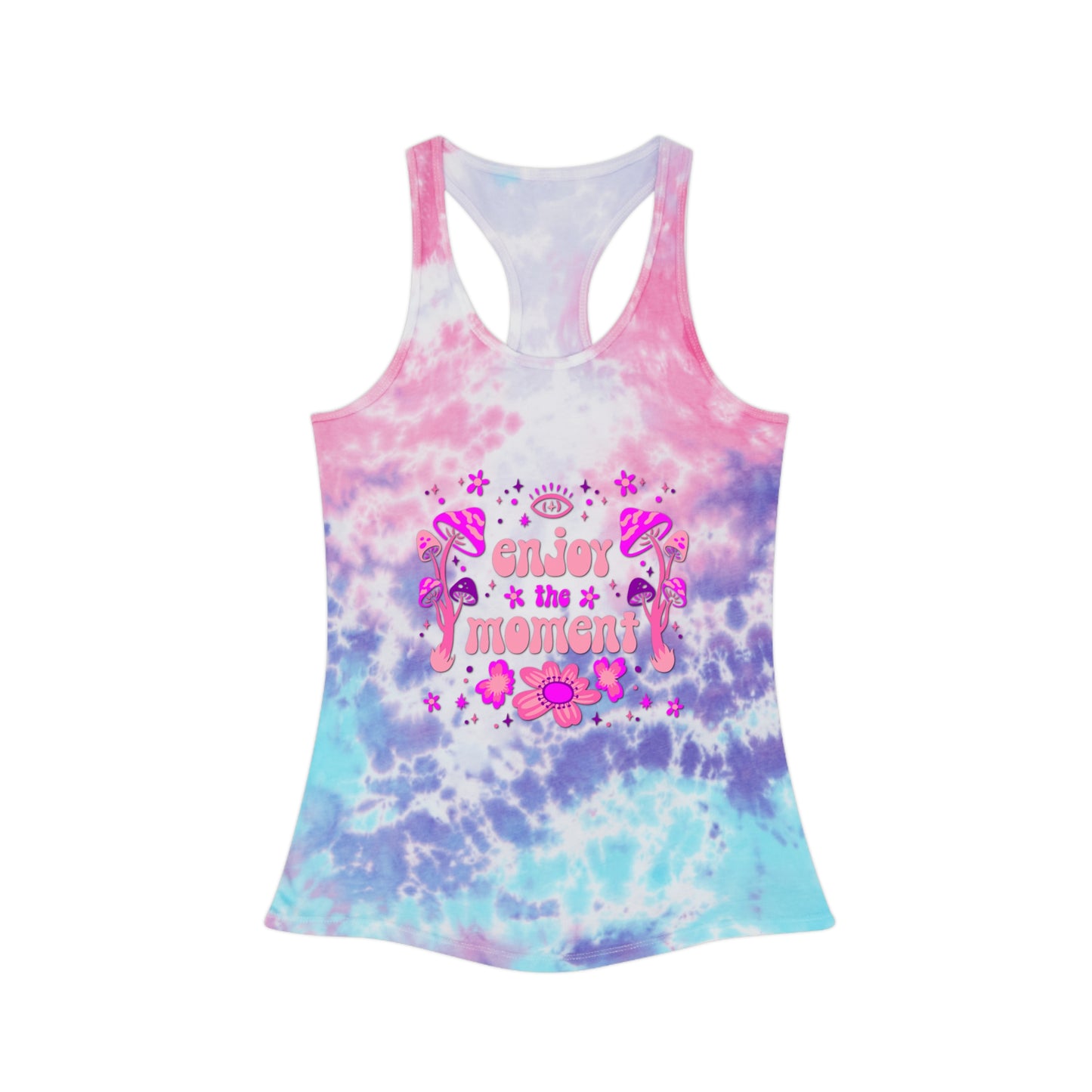 Enjoy the Moment Mushroom Womens Tie Dye Racerback Tank Top in 3 Styles