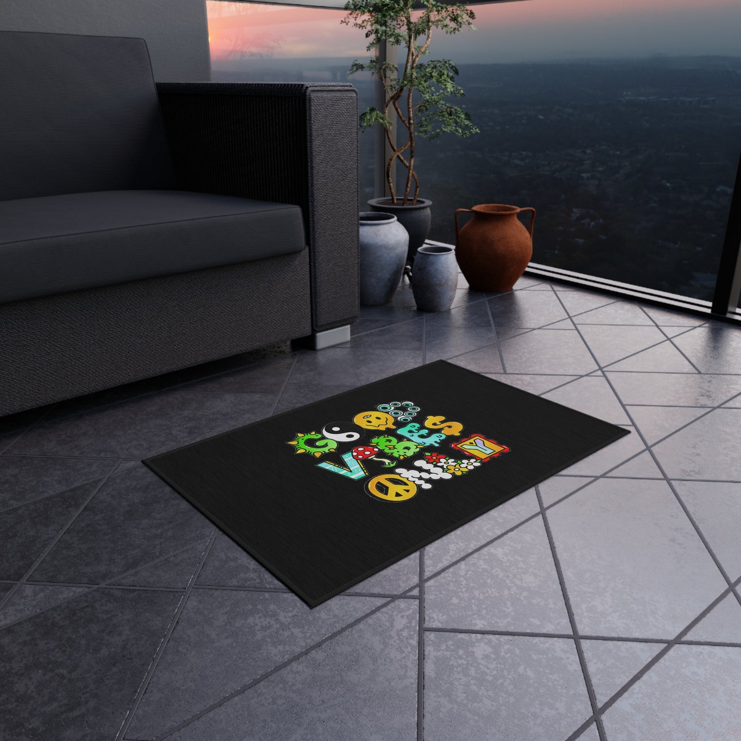 Good Vibes Only Welcome Mat Outdoor Rug in 5 Sizes