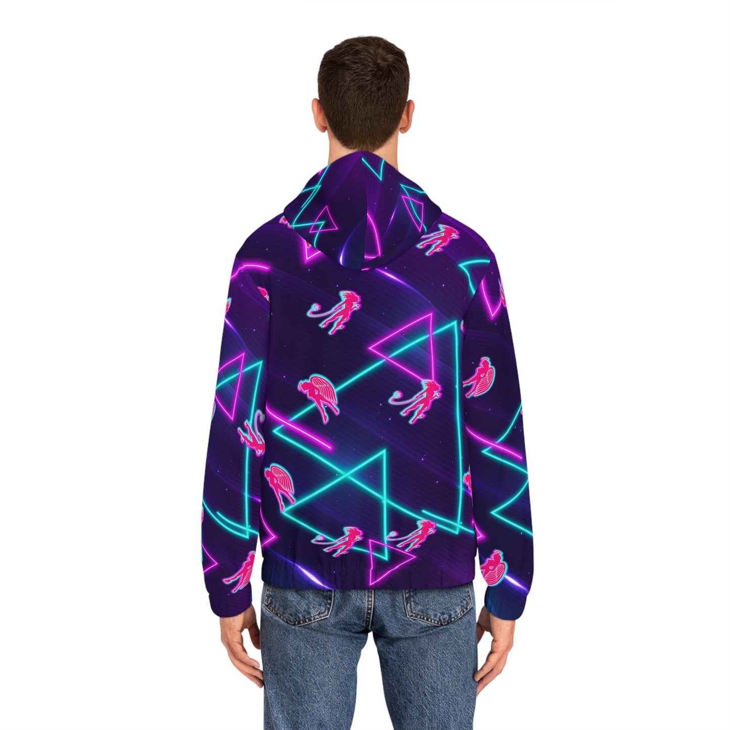 Neon Devil on my Shoulder Rave Zip Hoodie for Men