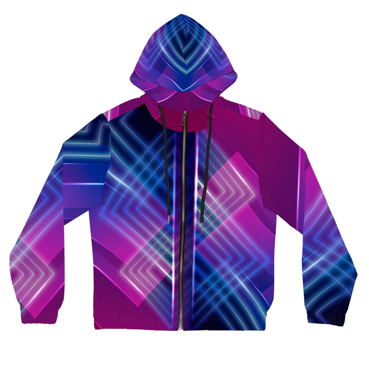 Neon Circuits Trippy Rave Zip Hoodie for Women