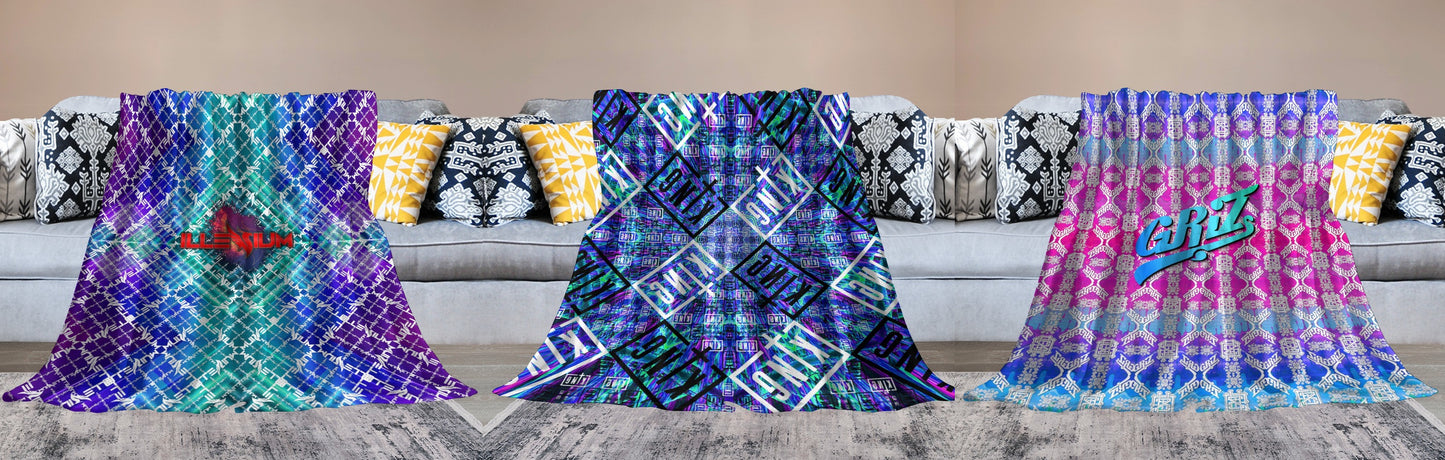 Custom EDM Artists Ultra-Soft Flannel Blanket for Camping Festival Rave in Multiple Sizes