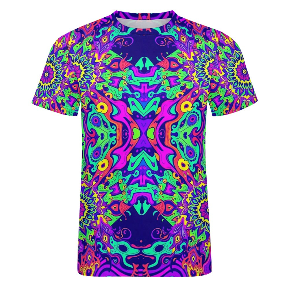 Men's Psychedelic Fitted Rave Shirt Super Soft Breathable Sweat-Proof Odor-Resistant Music Festival Tee