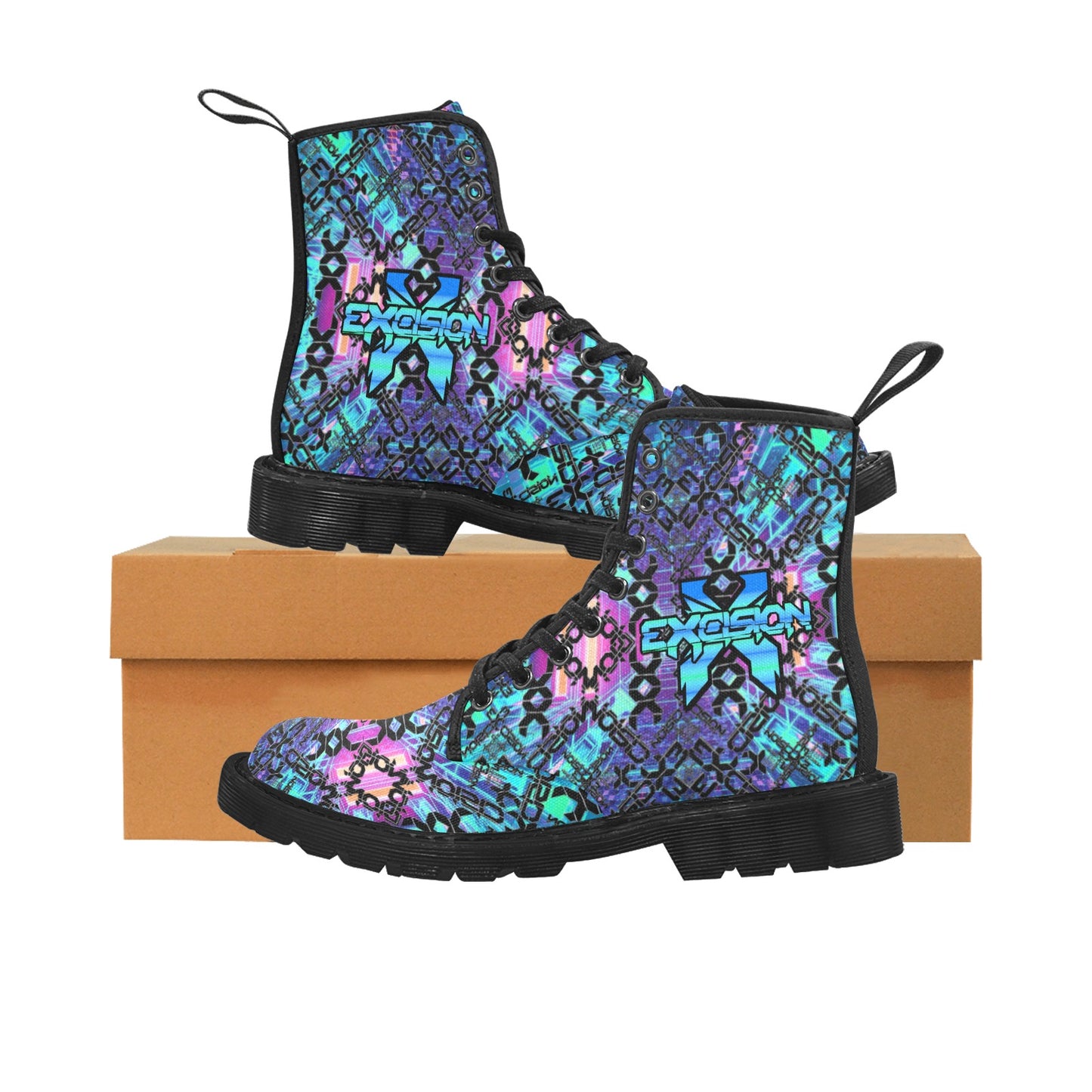 Limited Edition EDM Artists Men's Lace Up Canvas Boots Comfortable Waterproof Festival Camping Hiking Shoes for Men