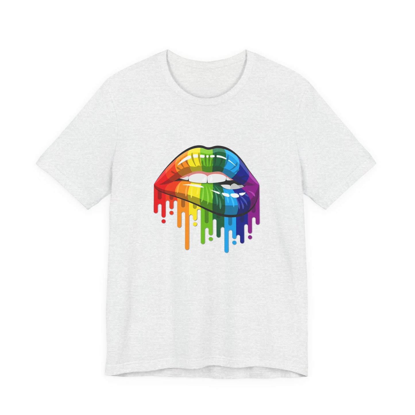 Dripping Rainbow Lips Jersey Short Sleeve Tee Mens Womens Unisex