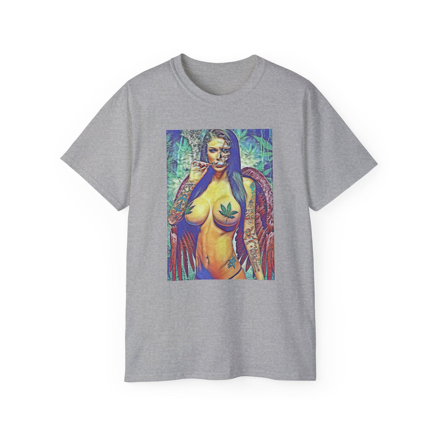 Ganja Girl 420 Weed Woman Original Nude Photography Art Sweat Proof T Shirt Sexy Womens Mens Unisex Tee