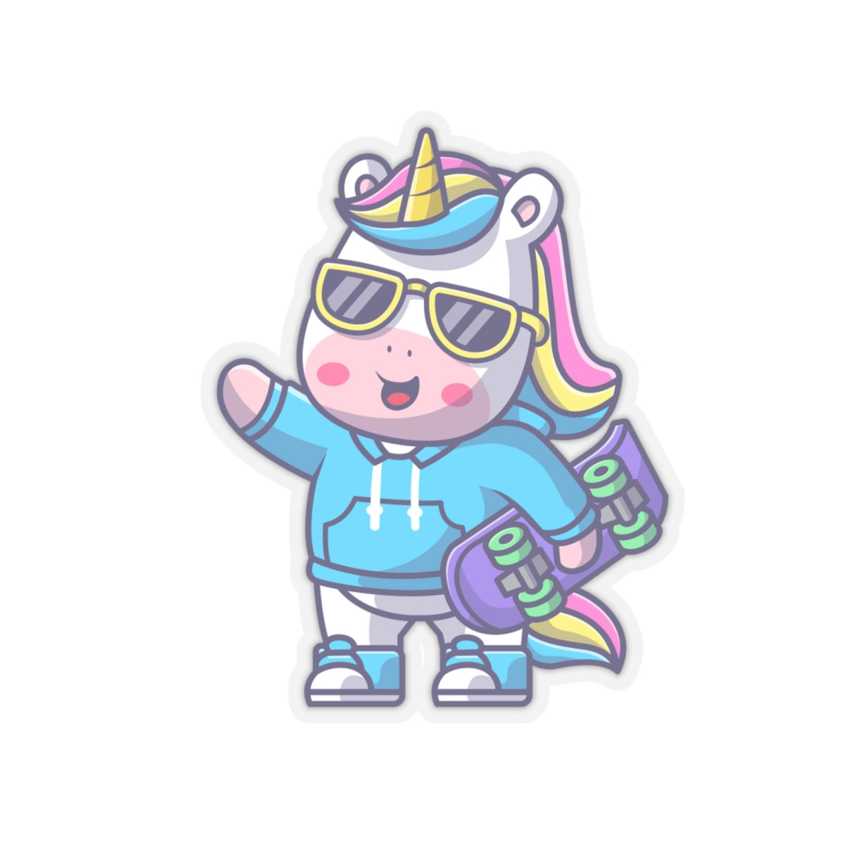 Cool Rave Unicorn Skateboard Sticker Decal