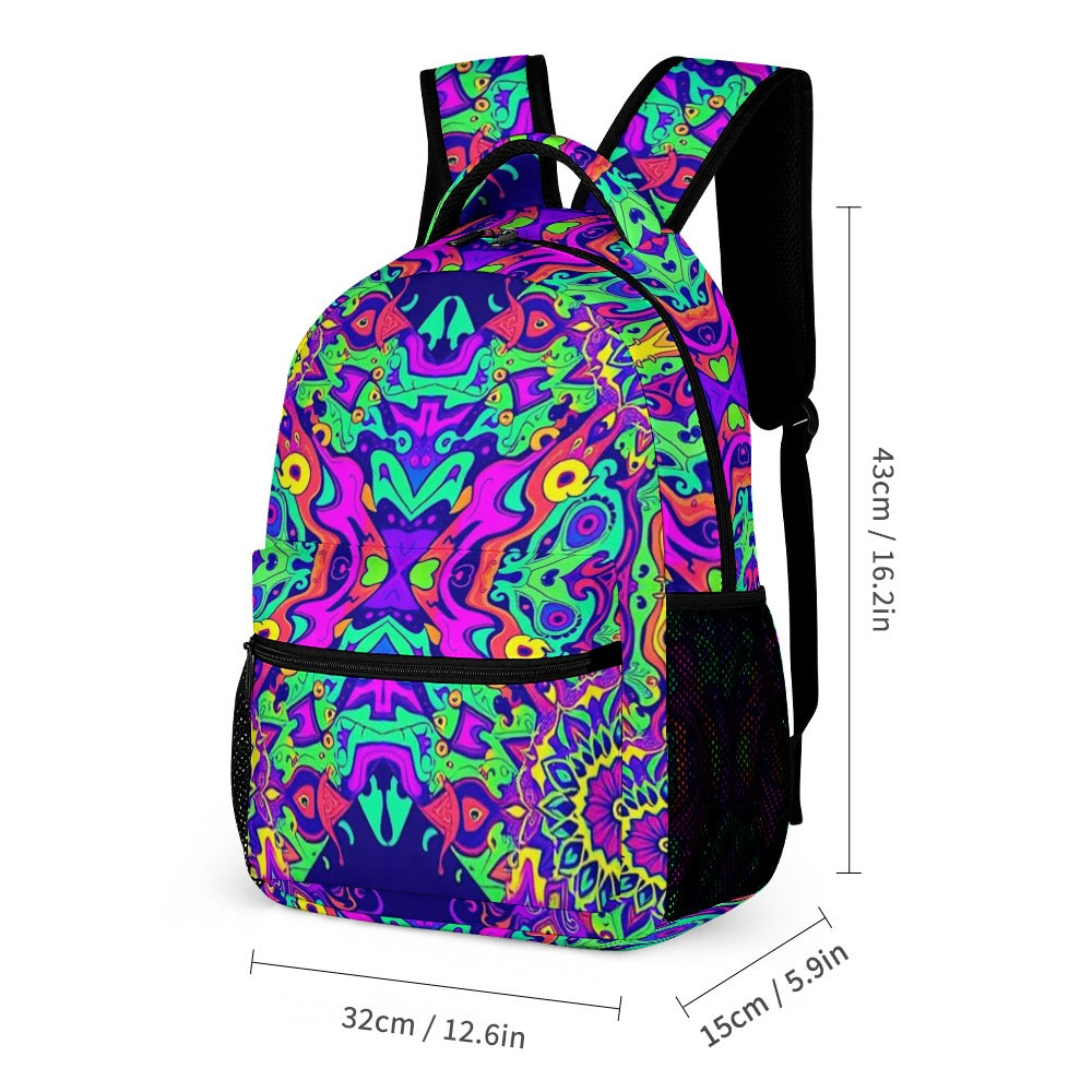Psychedelic Backpack, Lunchbox, and Wallet Three piece set combination Travel Bag Package Set
